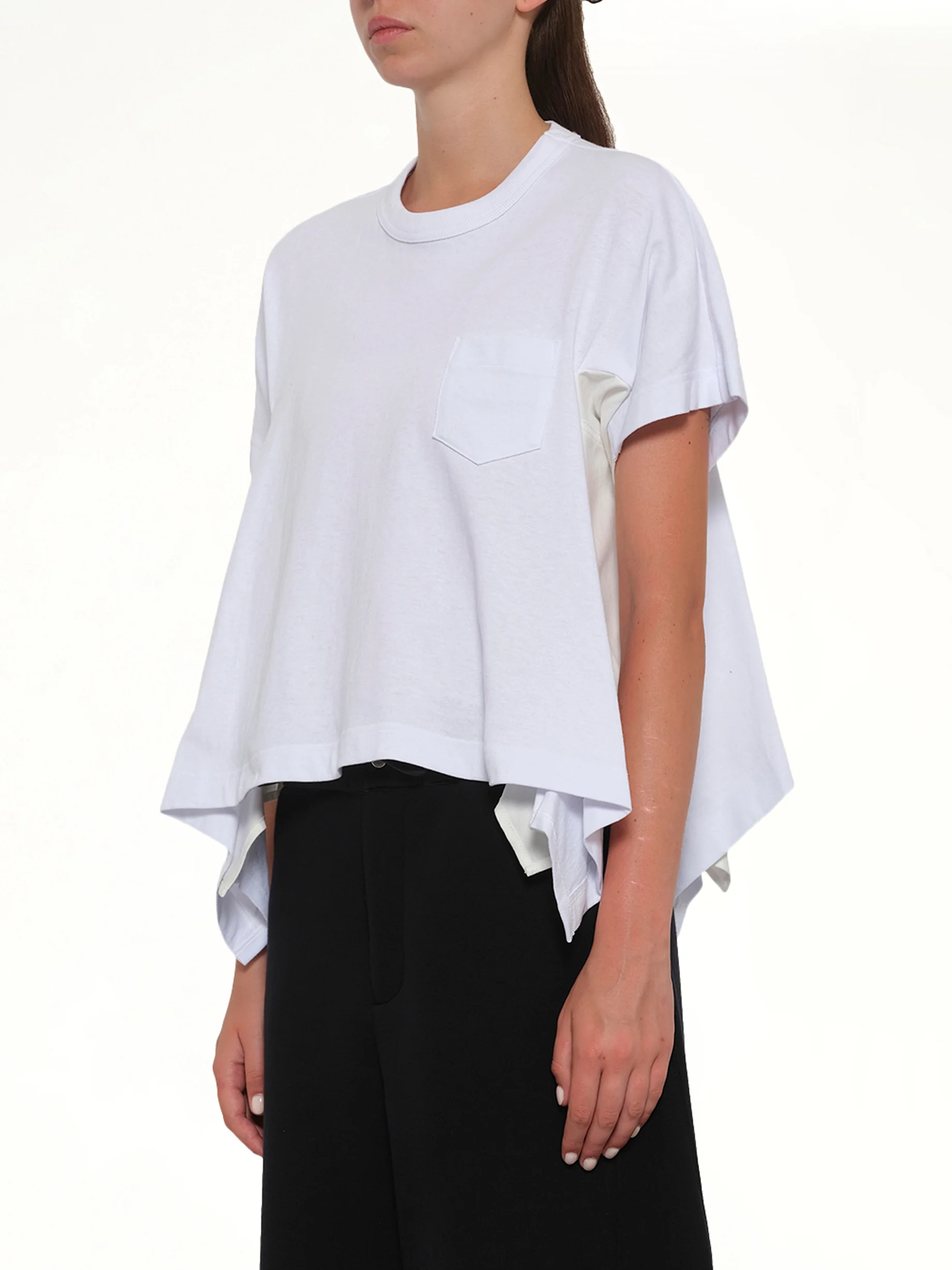 Light Weight Denim x Cotton Jersey T-Shirt in White - Image 3