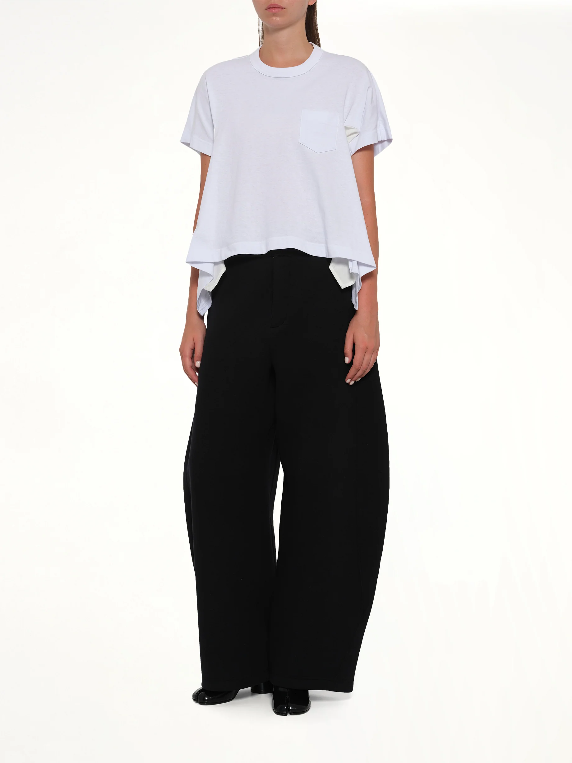 Light Weight Denim x Cotton Jersey T-Shirt in White - Image 4