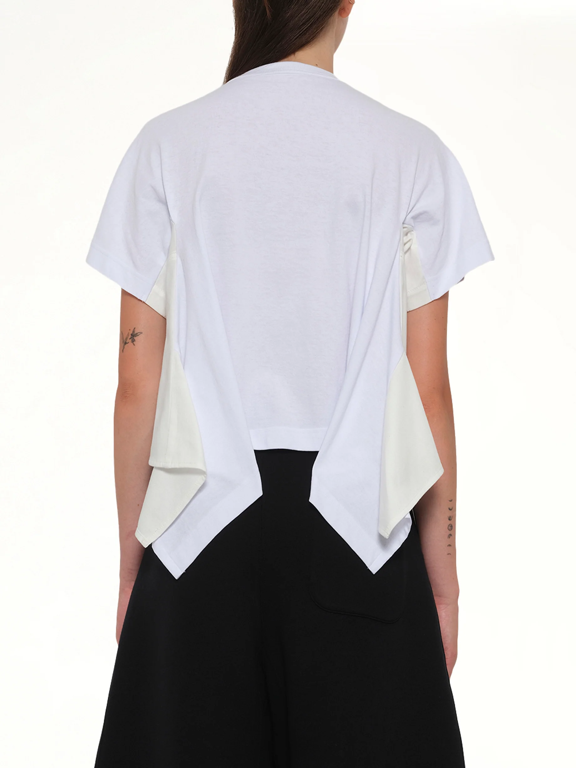 Light Weight Denim x Cotton Jersey T-Shirt in White - Image 5