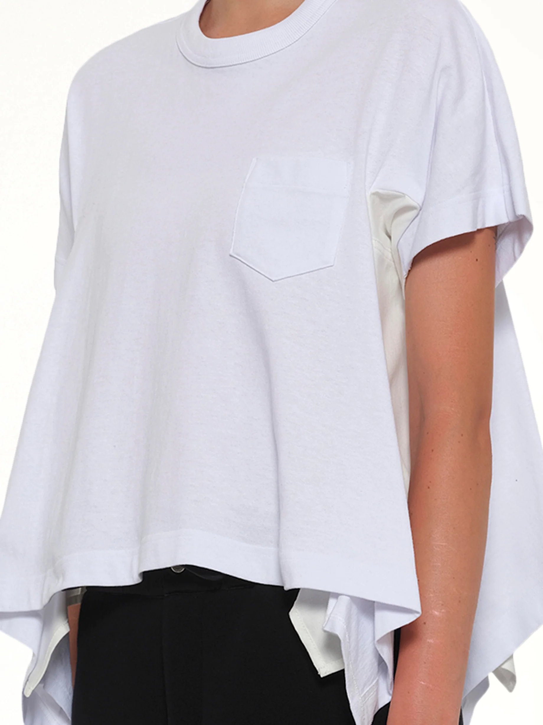 Light Weight Denim x Cotton Jersey T-Shirt in White - Image 6