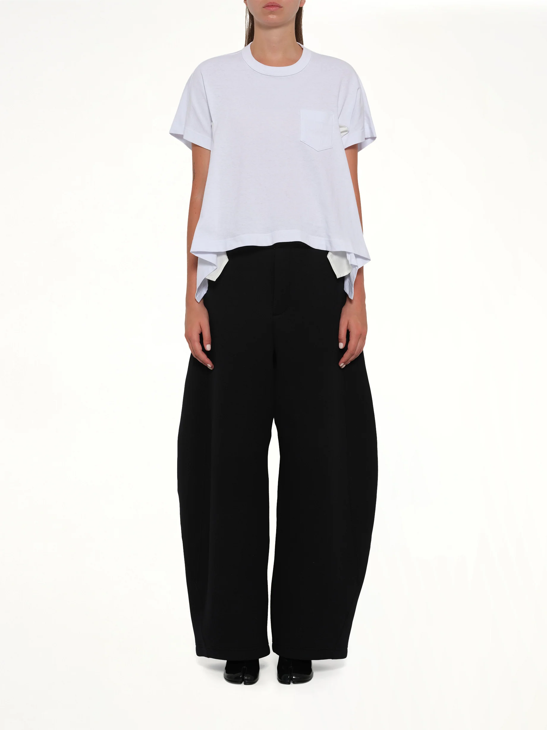 Light Weight Denim x Cotton Jersey T-Shirt in White - Image 7