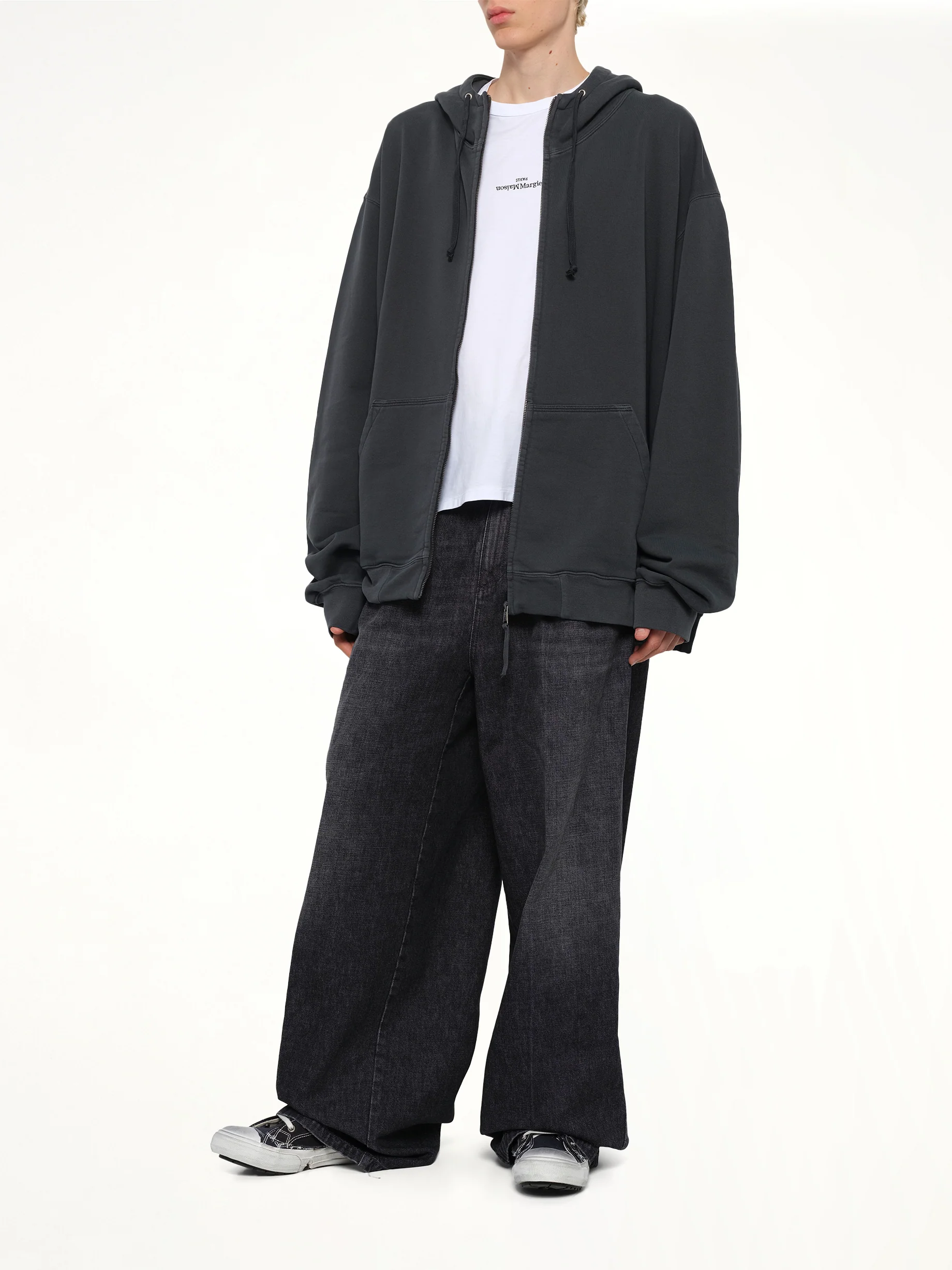 Lightweight Firm Zip Hoodie in Charcoal - Image 4