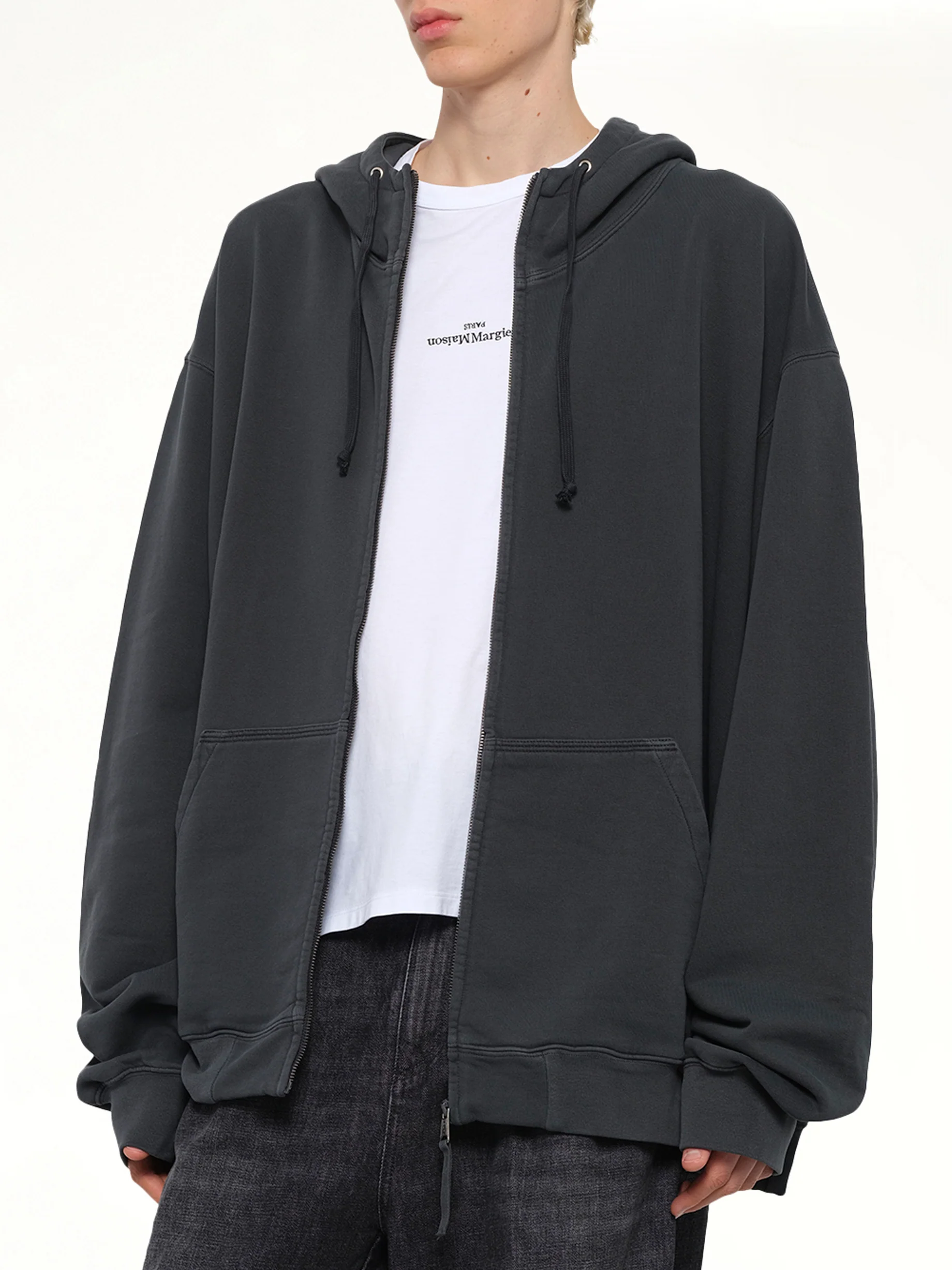 Lightweight Firm Zip Hoodie in Charcoal - Image 6