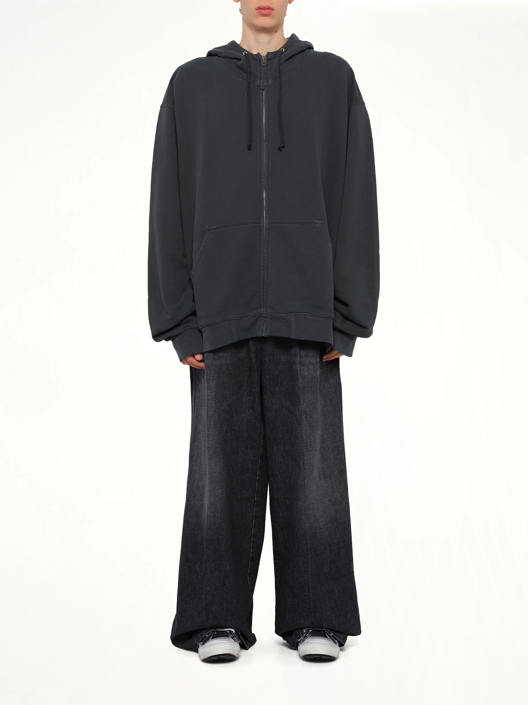 Lightweight Firm Zip Hoodie in Charcoal - Image 7
