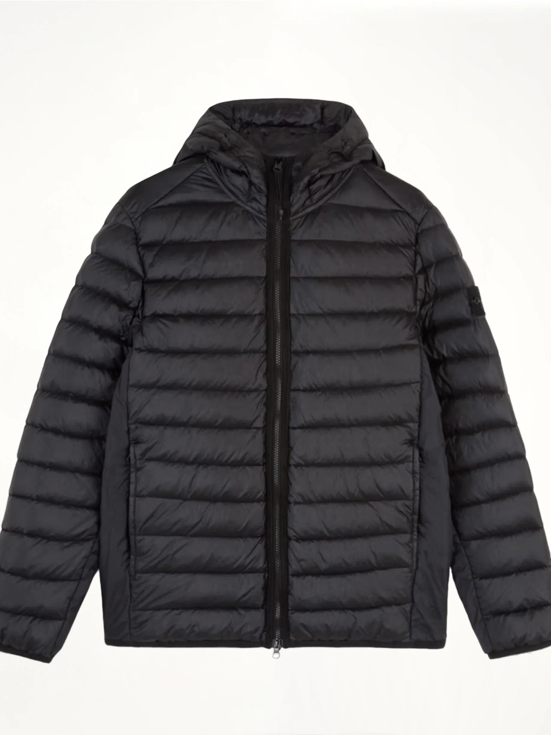 Lightweight Hooded Down Jacket in Black - Image 2