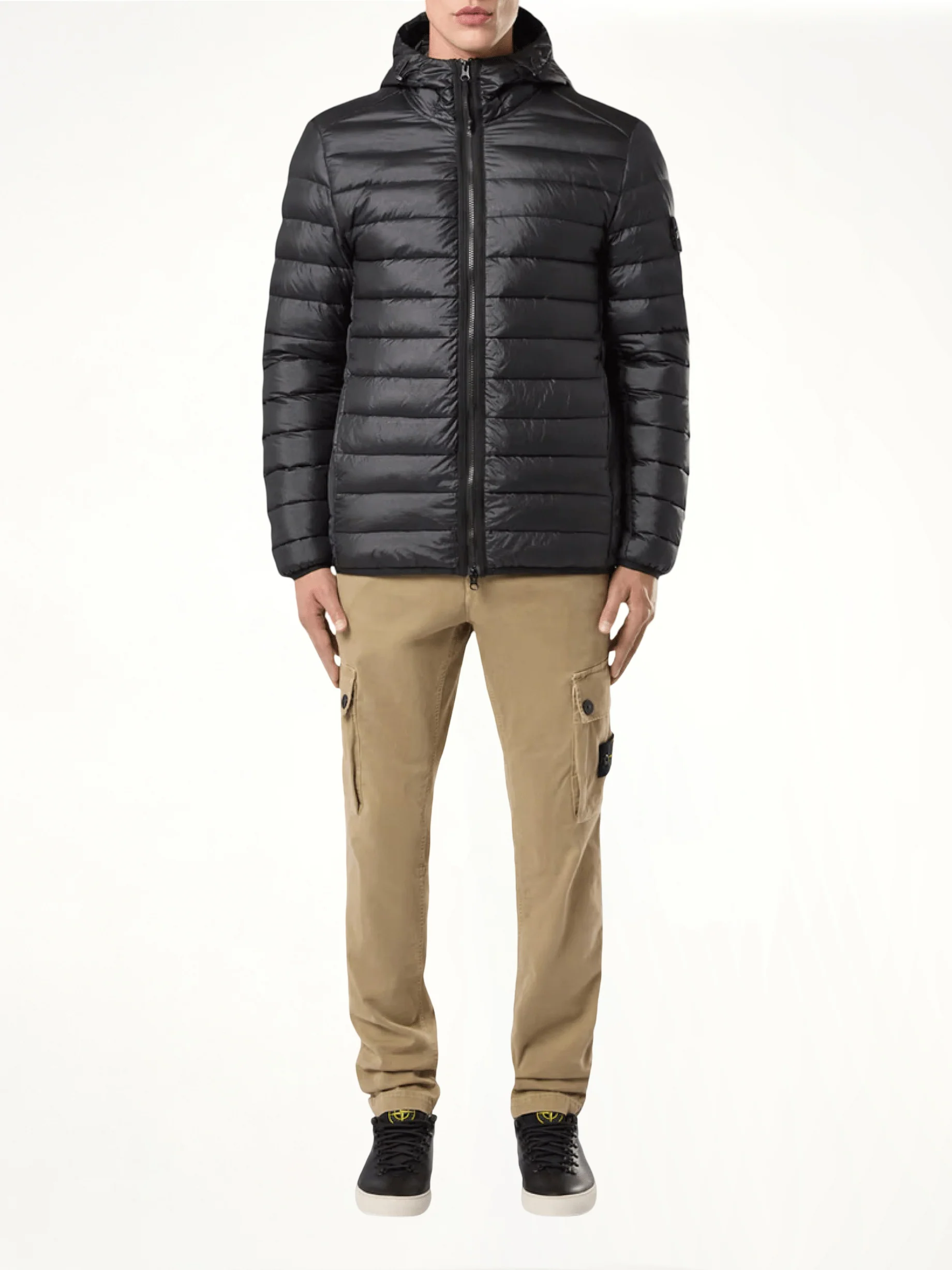 Lightweight Hooded Down Jacket in Black - Image 4