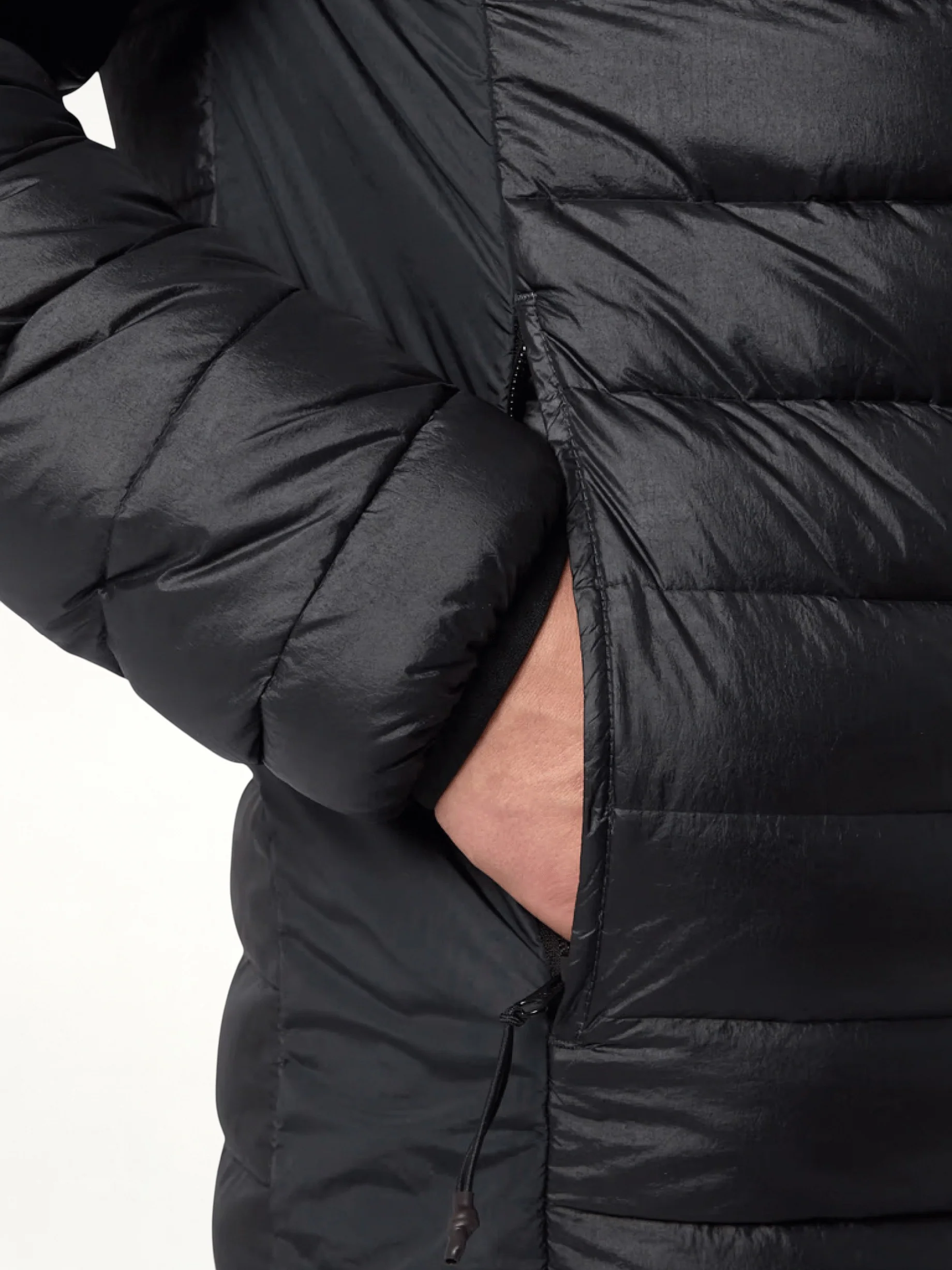 Lightweight Hooded Down Jacket in Black - Image 5
