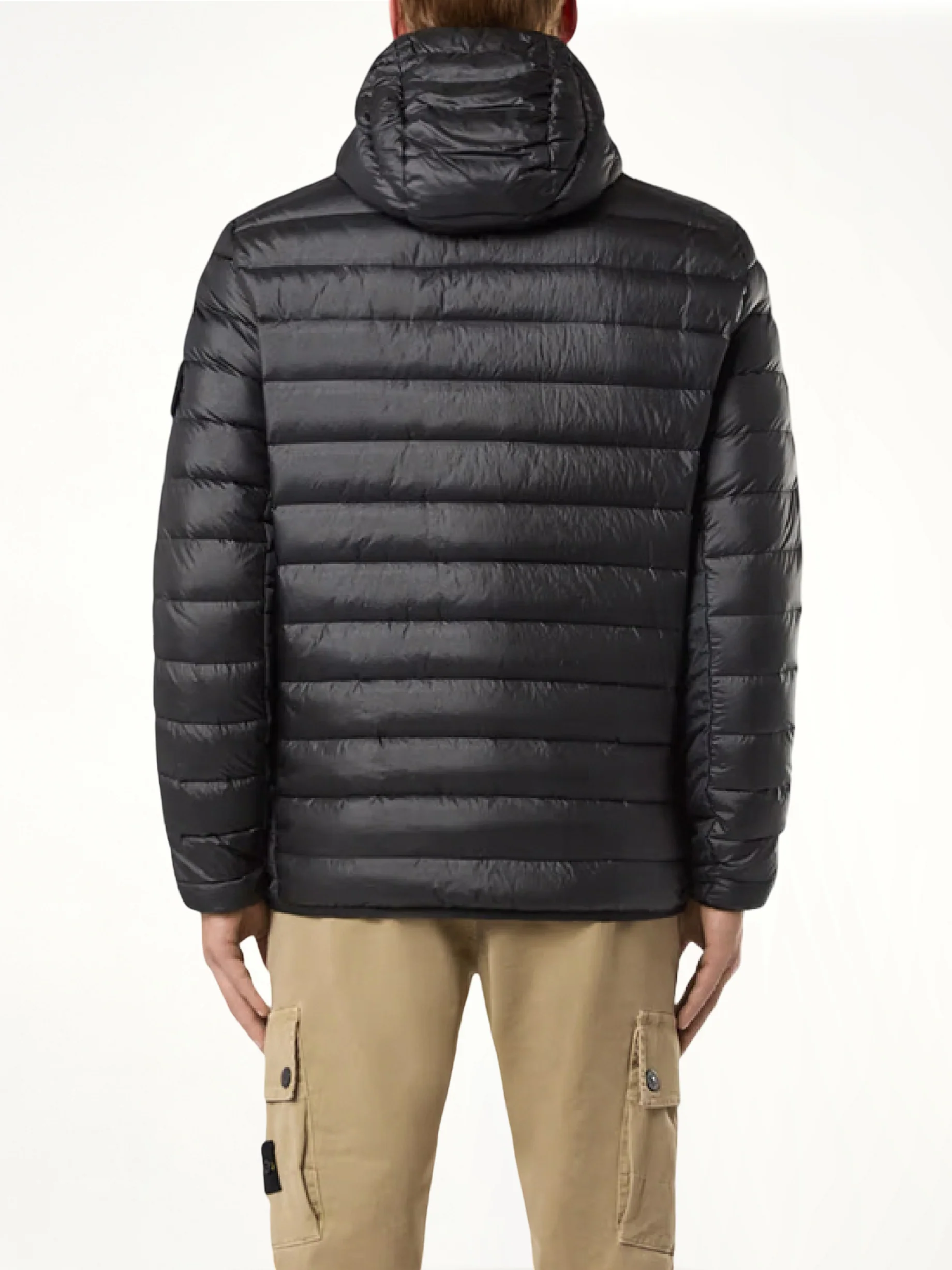 Lightweight Hooded Down Jacket in Black - Image 6