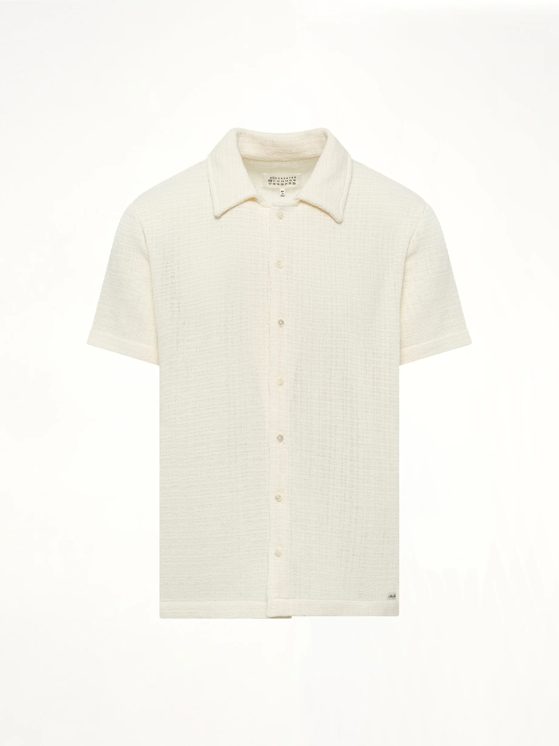 Linen Short Sleeve Shirt in Off White - Image 2
