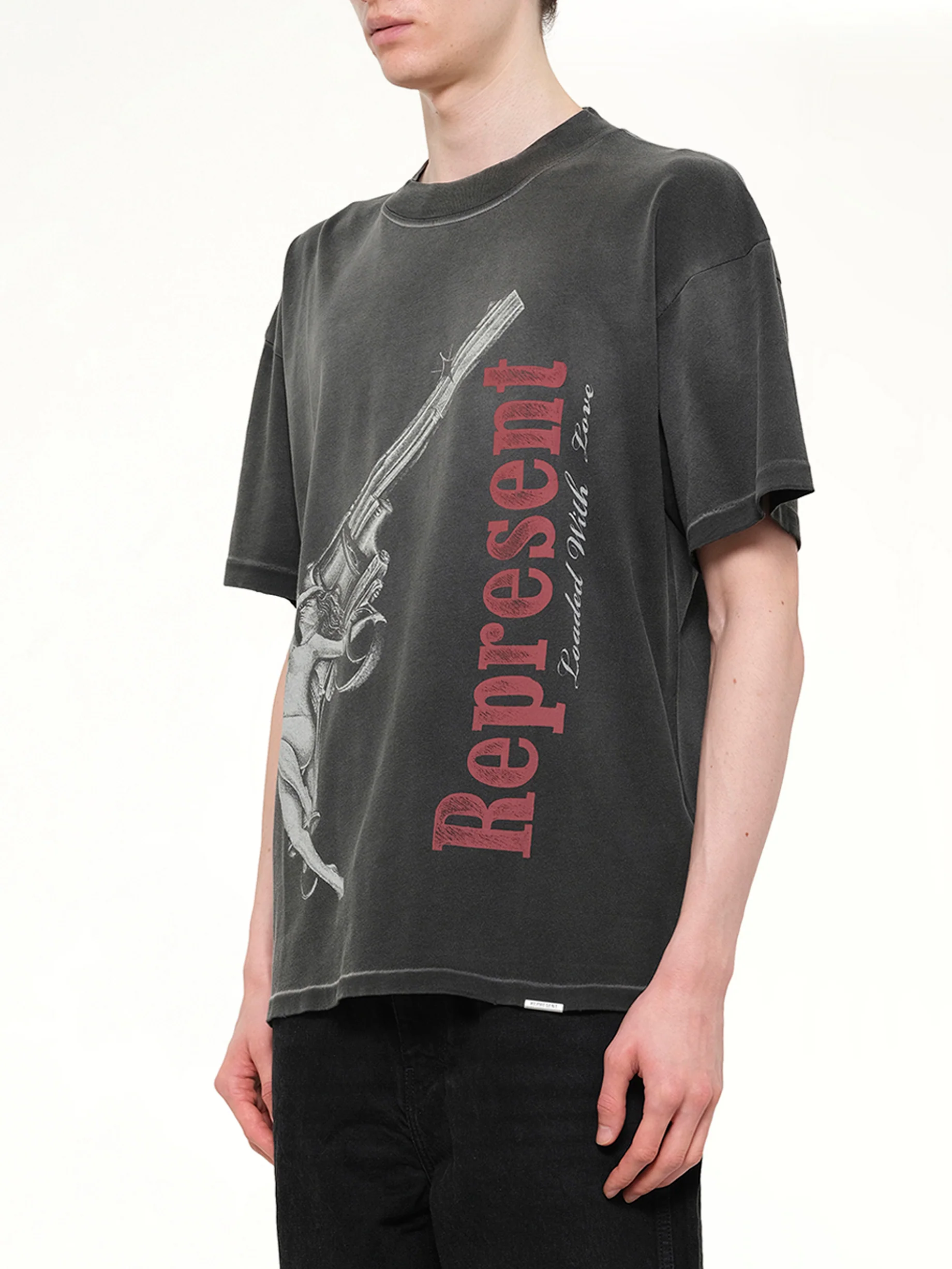 Loaded With Love T-Shirt in Stained Black - Image 3