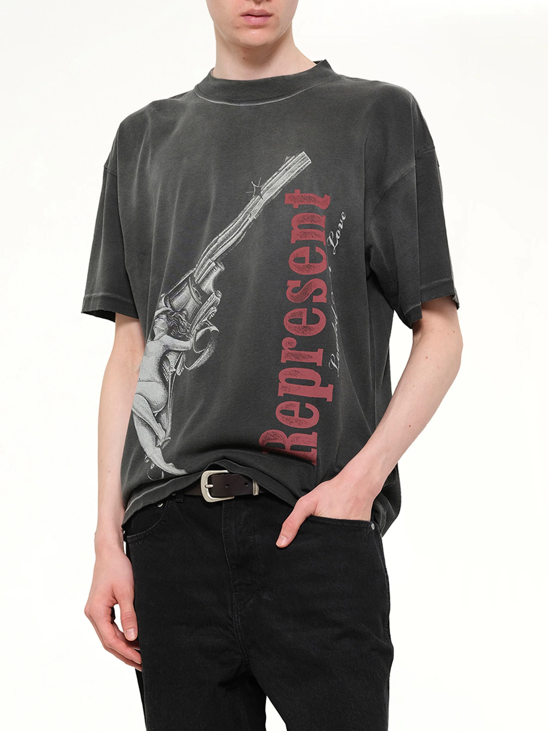 Loaded With Love T-Shirt in Stained Black - Image 6
