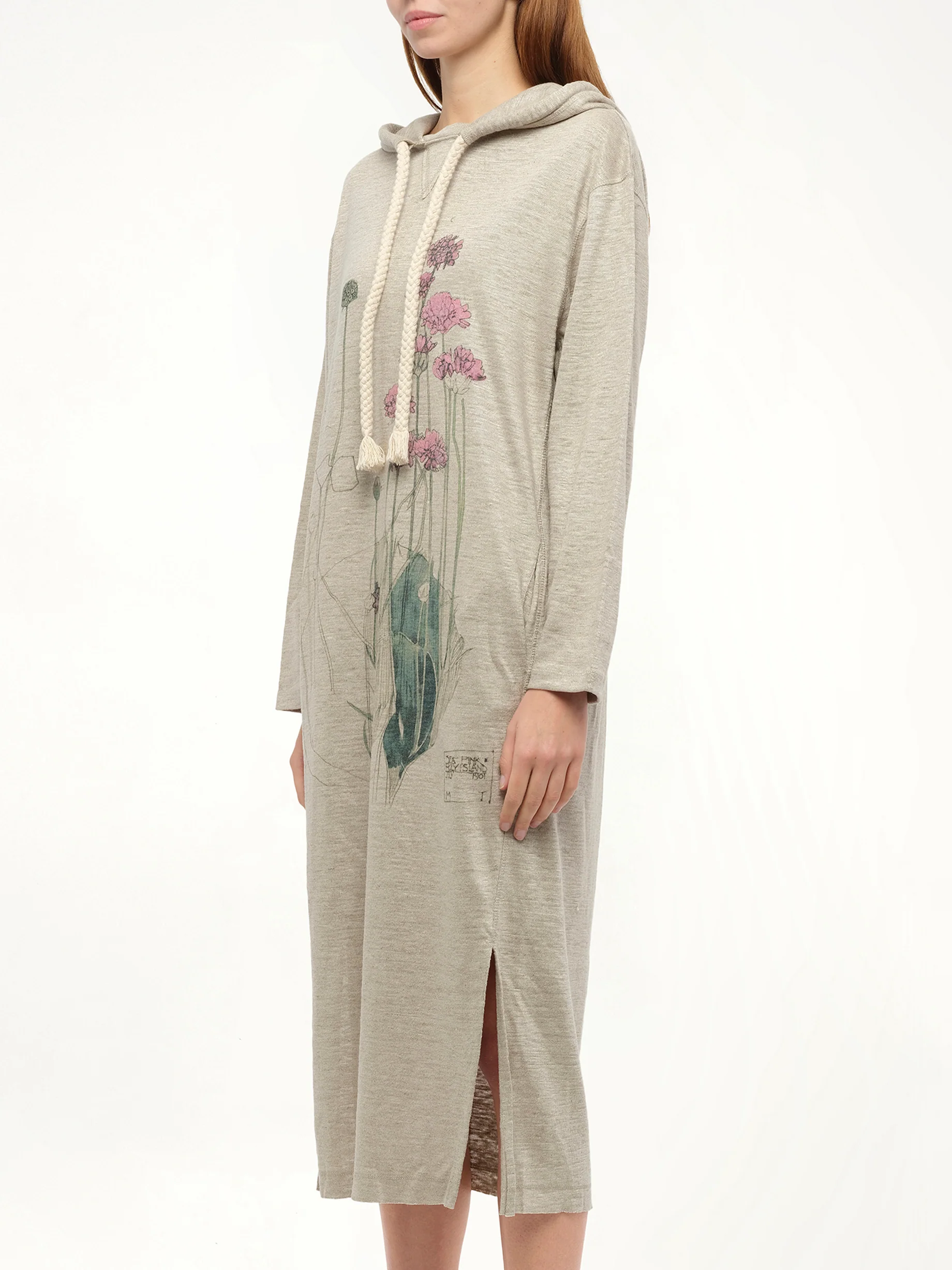 Hoodie Botanical Dress in Beige - Image 2