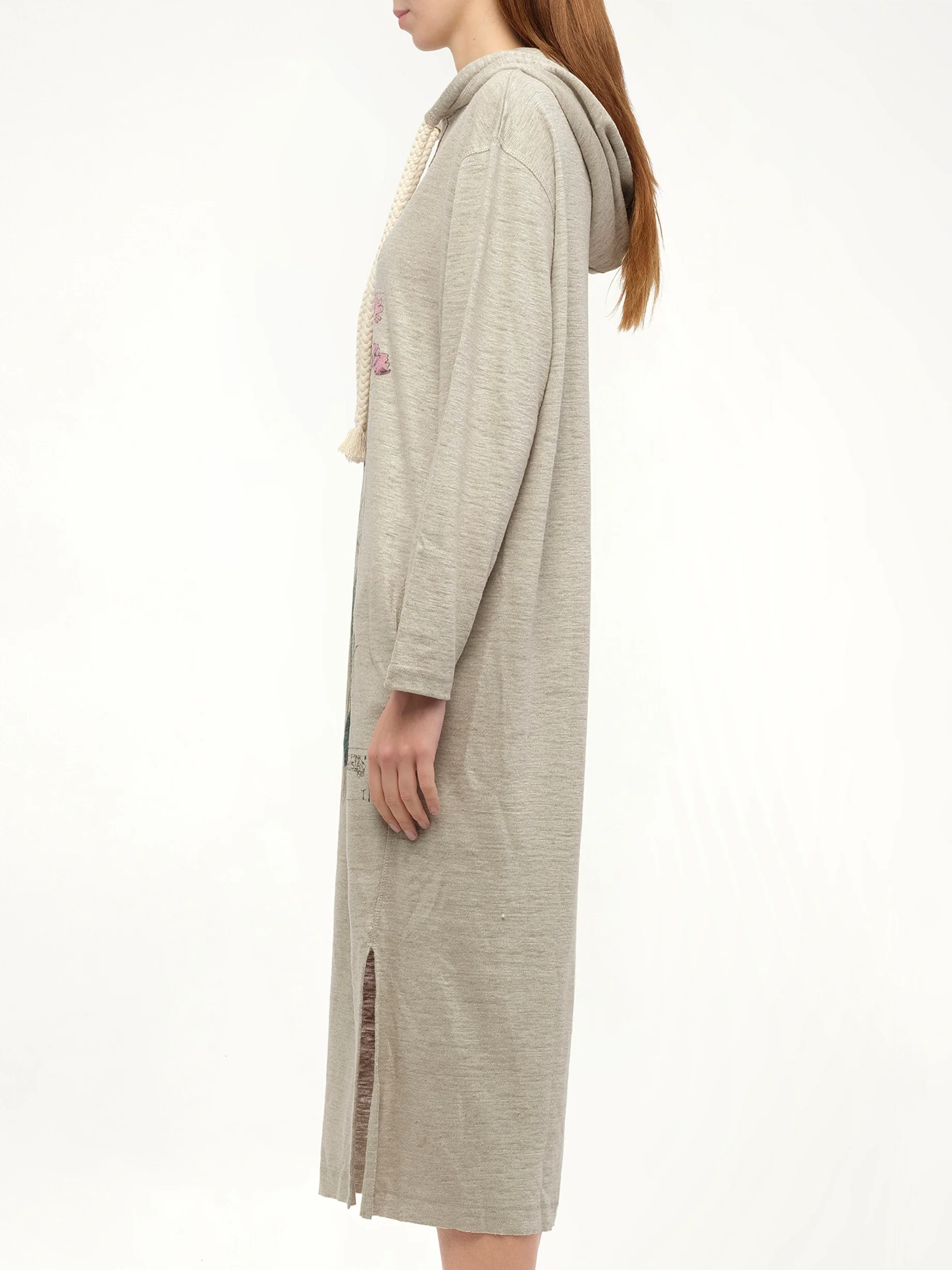Hoodie Botanical Dress in Beige - Image 5