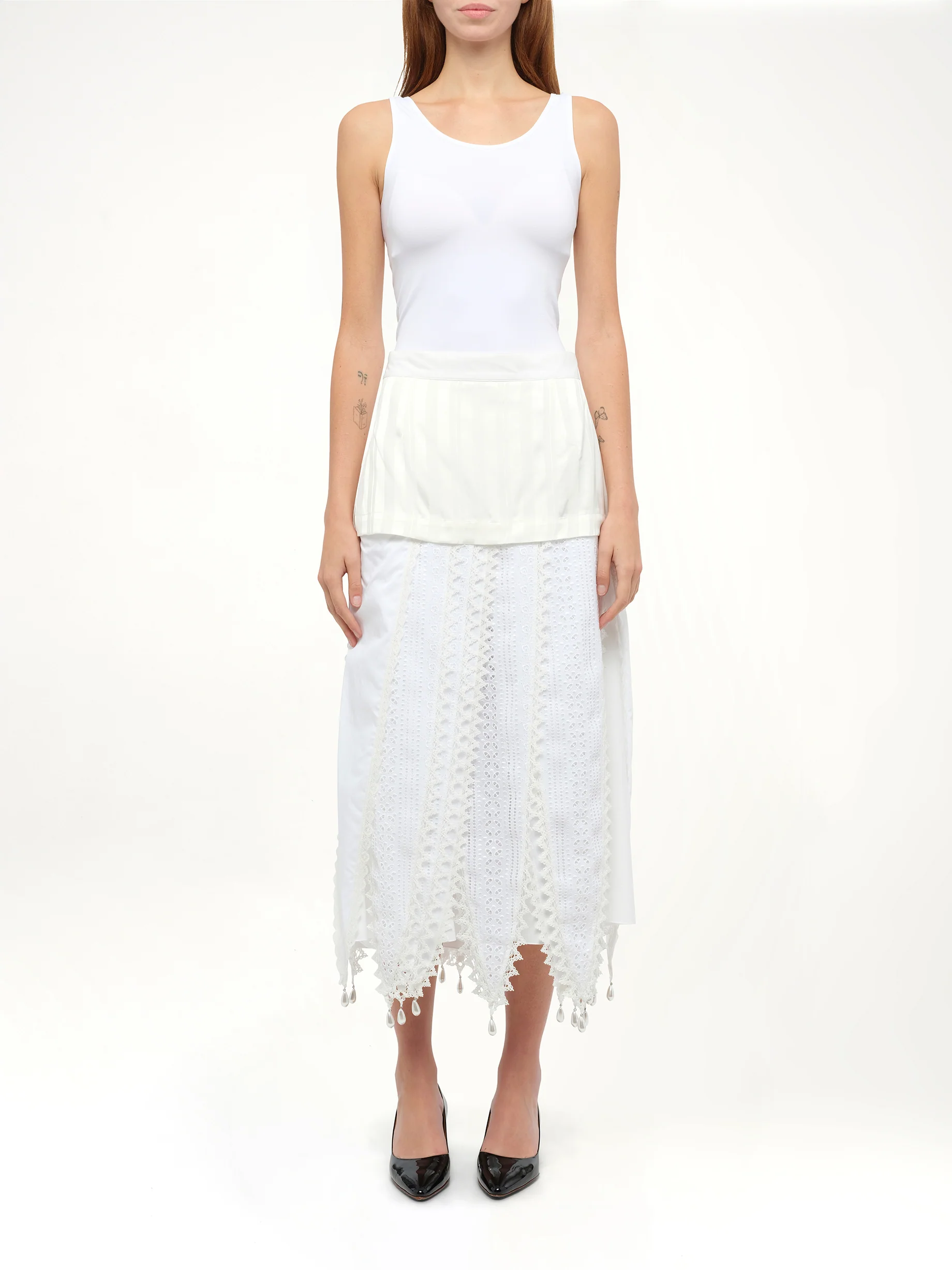 Lace Petal Skirt in White - Image 4