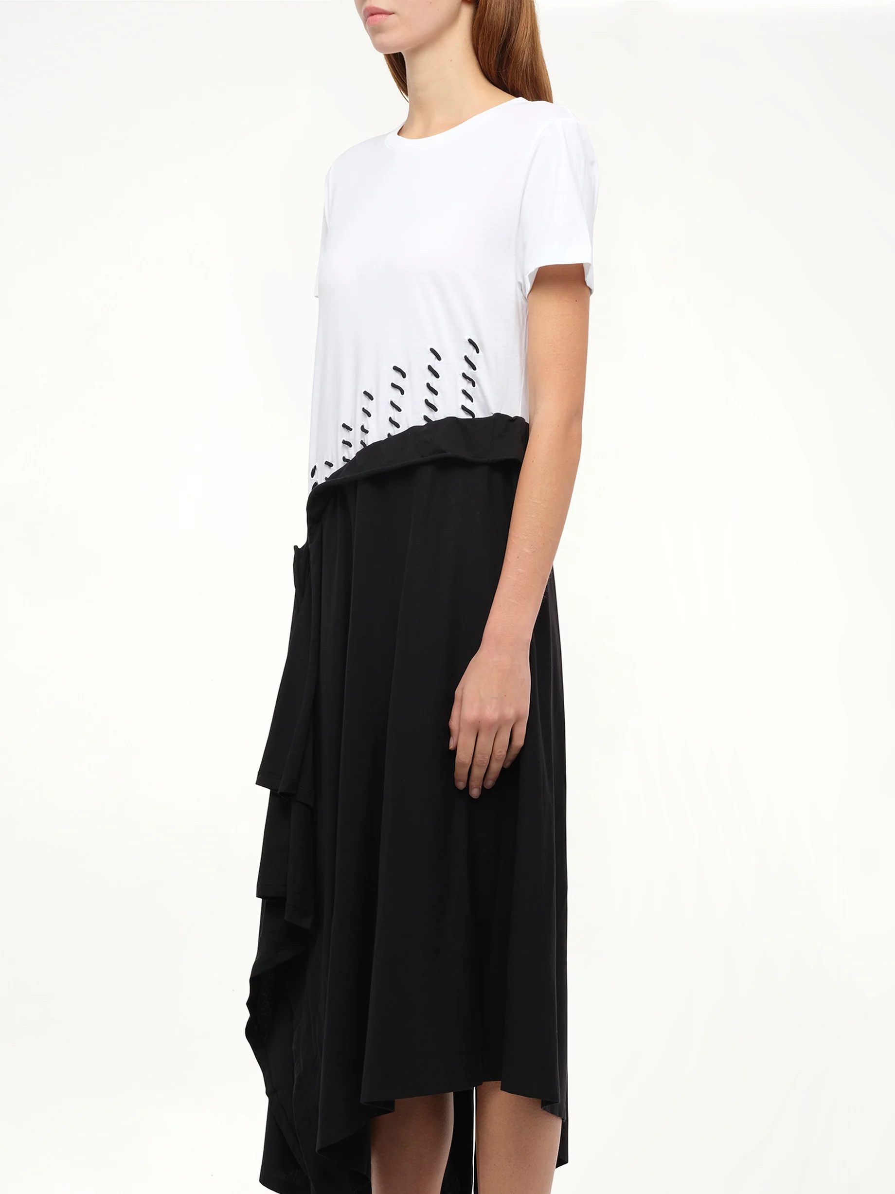 Satin Jersey Dress in Ecru - Image 2