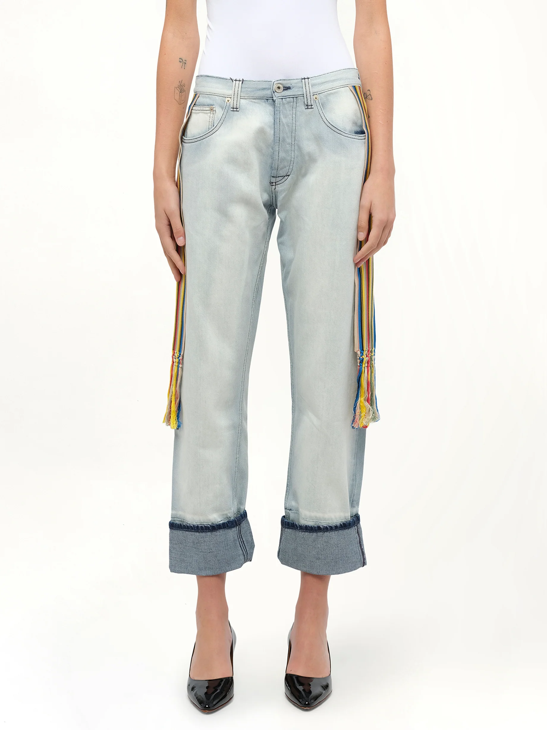 Stripe Bands Jeans in L Blue