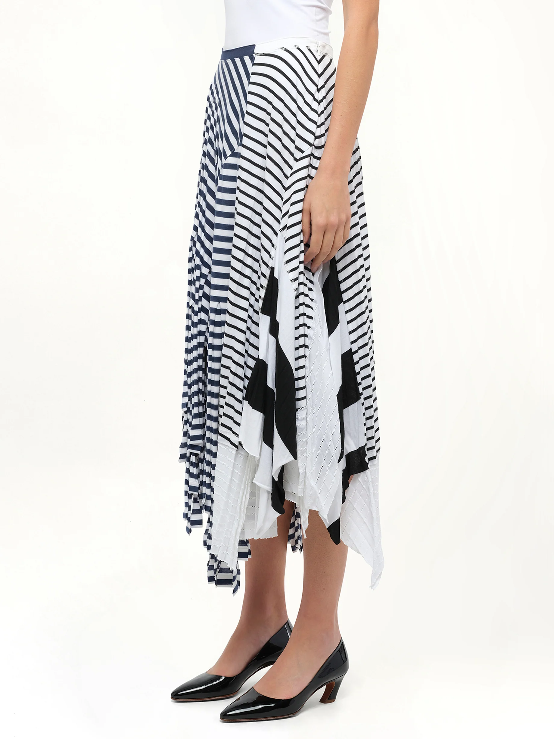 Stripe Jersey Skirt in Navy - Image 2