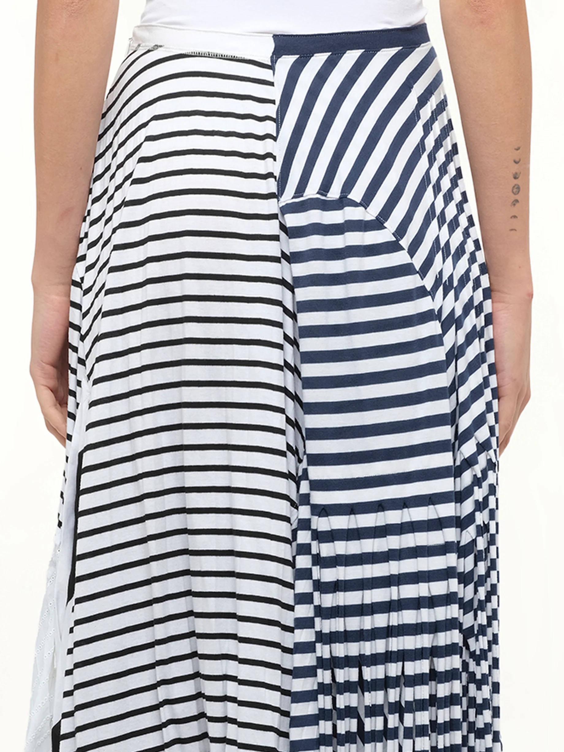 Stripe Jersey Skirt in Navy - Image 3