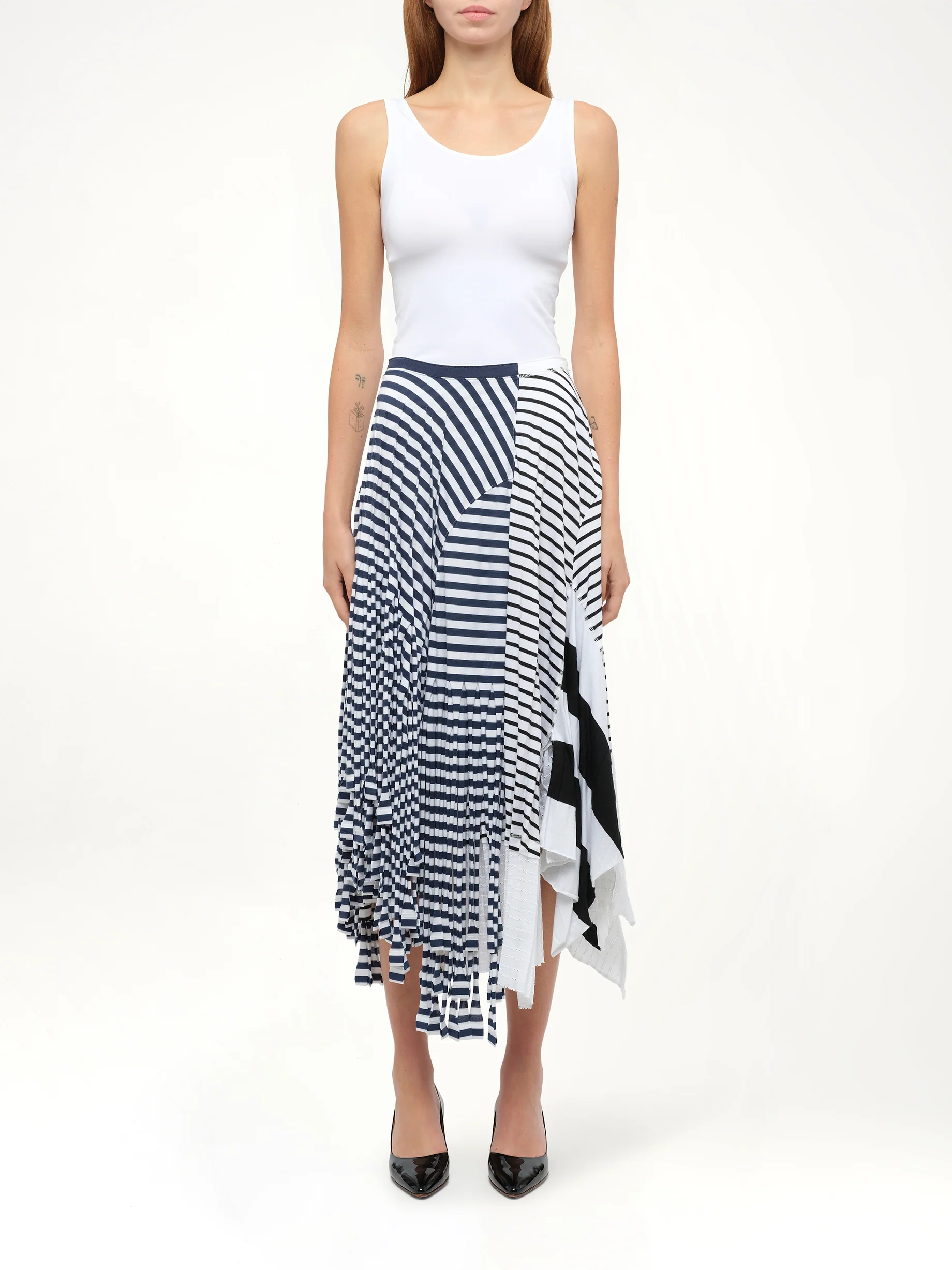 Stripe Jersey Skirt in Navy - Image 4