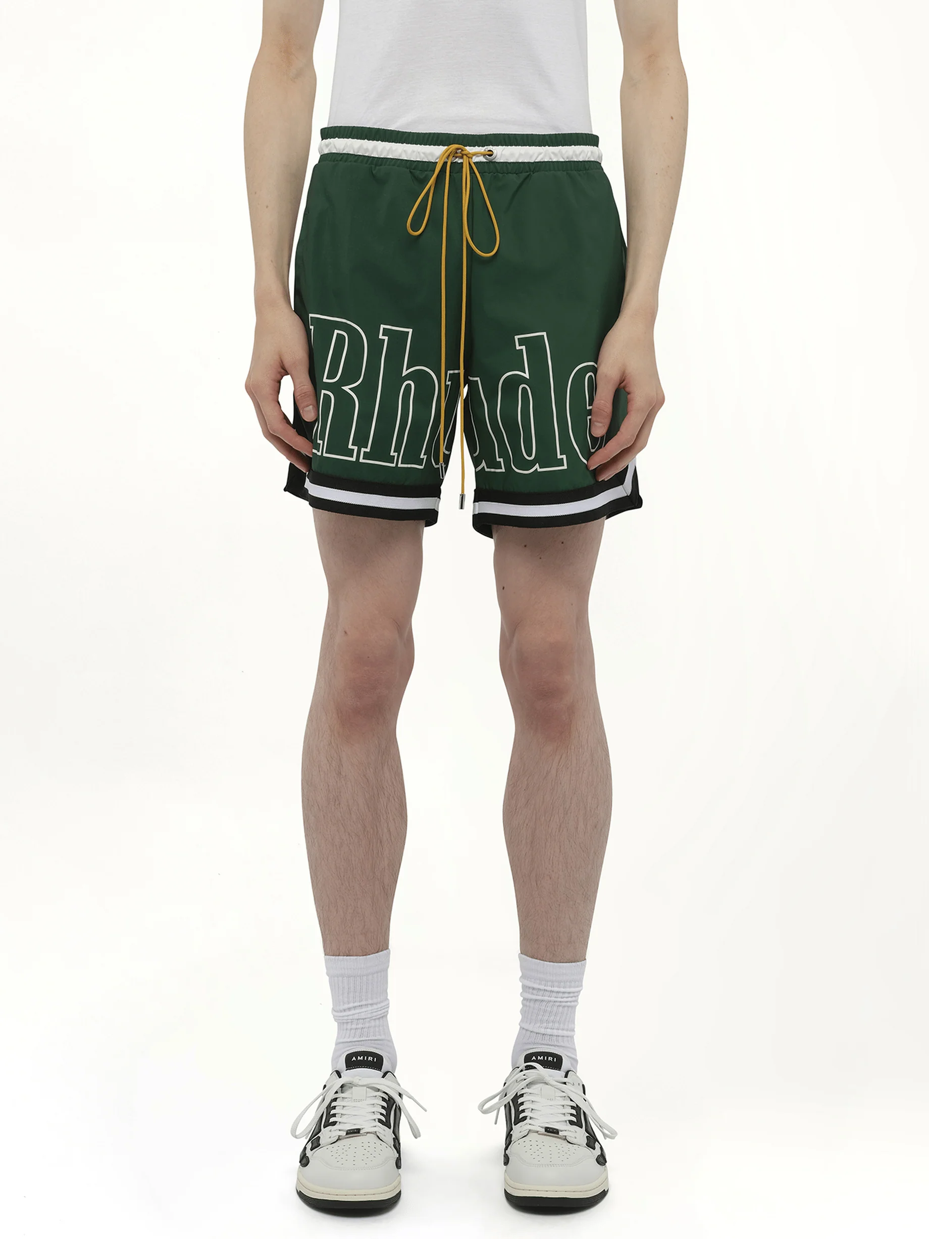 Logo Basketball Swim Short in Forest Green/Black/White