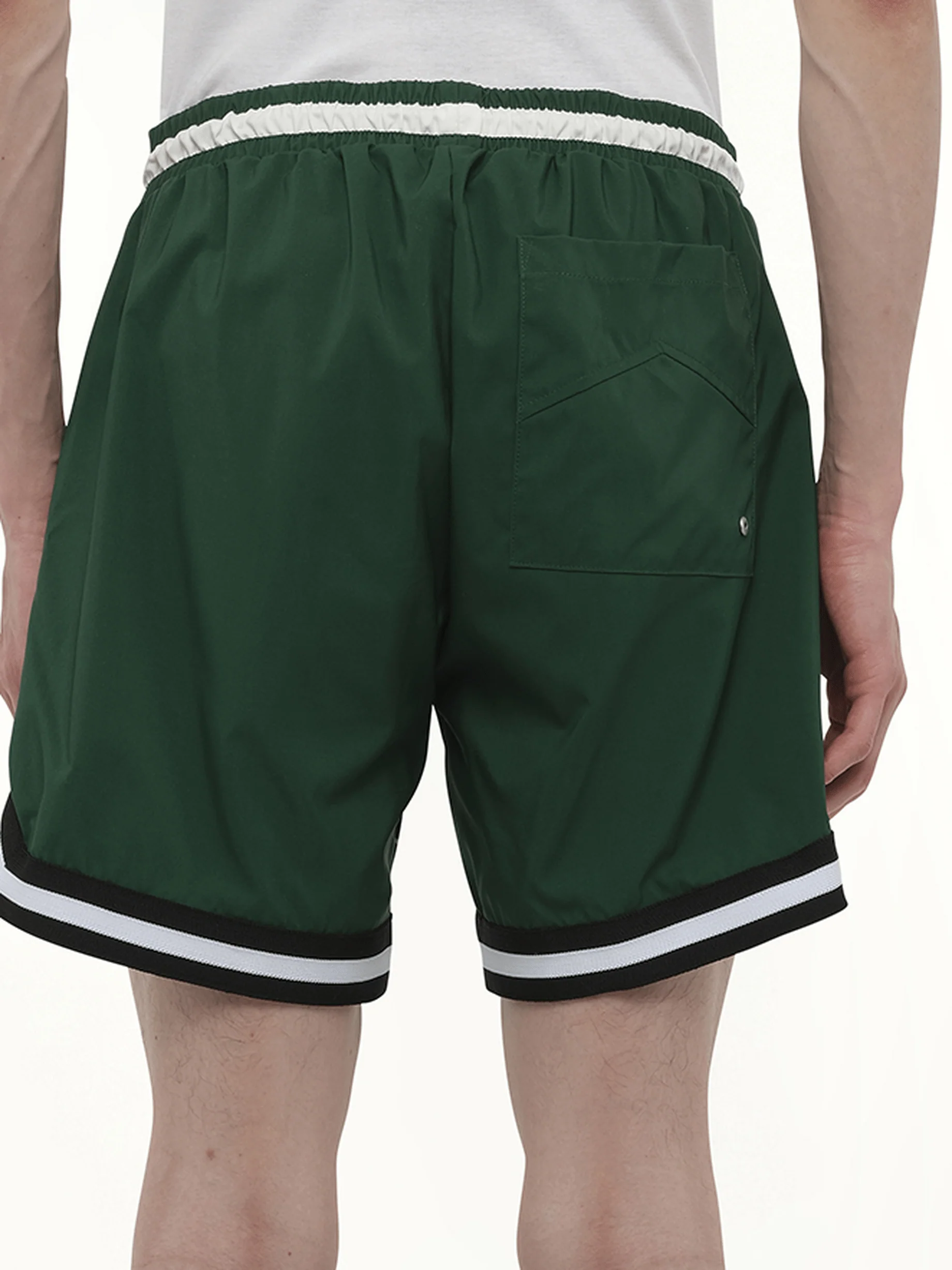 Logo Basketball Swim Short in Forest Green/Black/White - Image 3