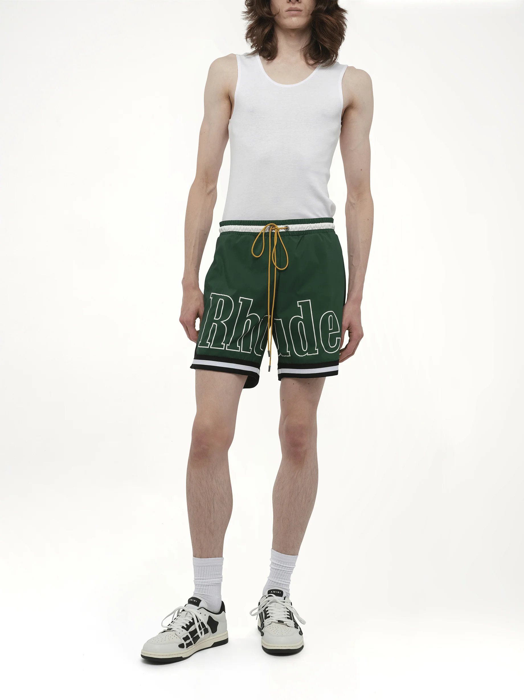 Logo Basketball Swim Short in Forest Green/Black/White - Image 4
