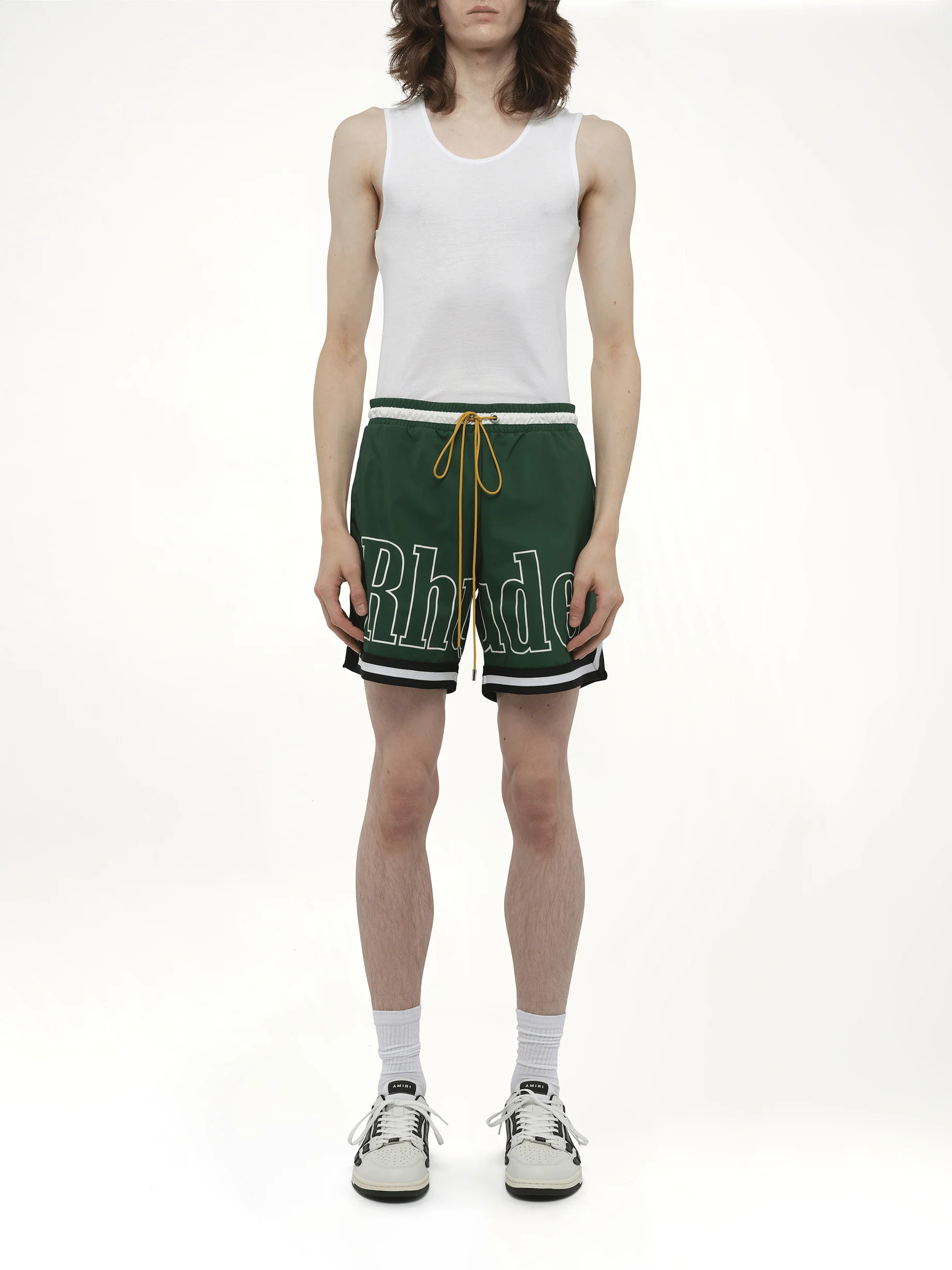 Logo Basketball Swim Short in Forest Green/Black/White - Image 7