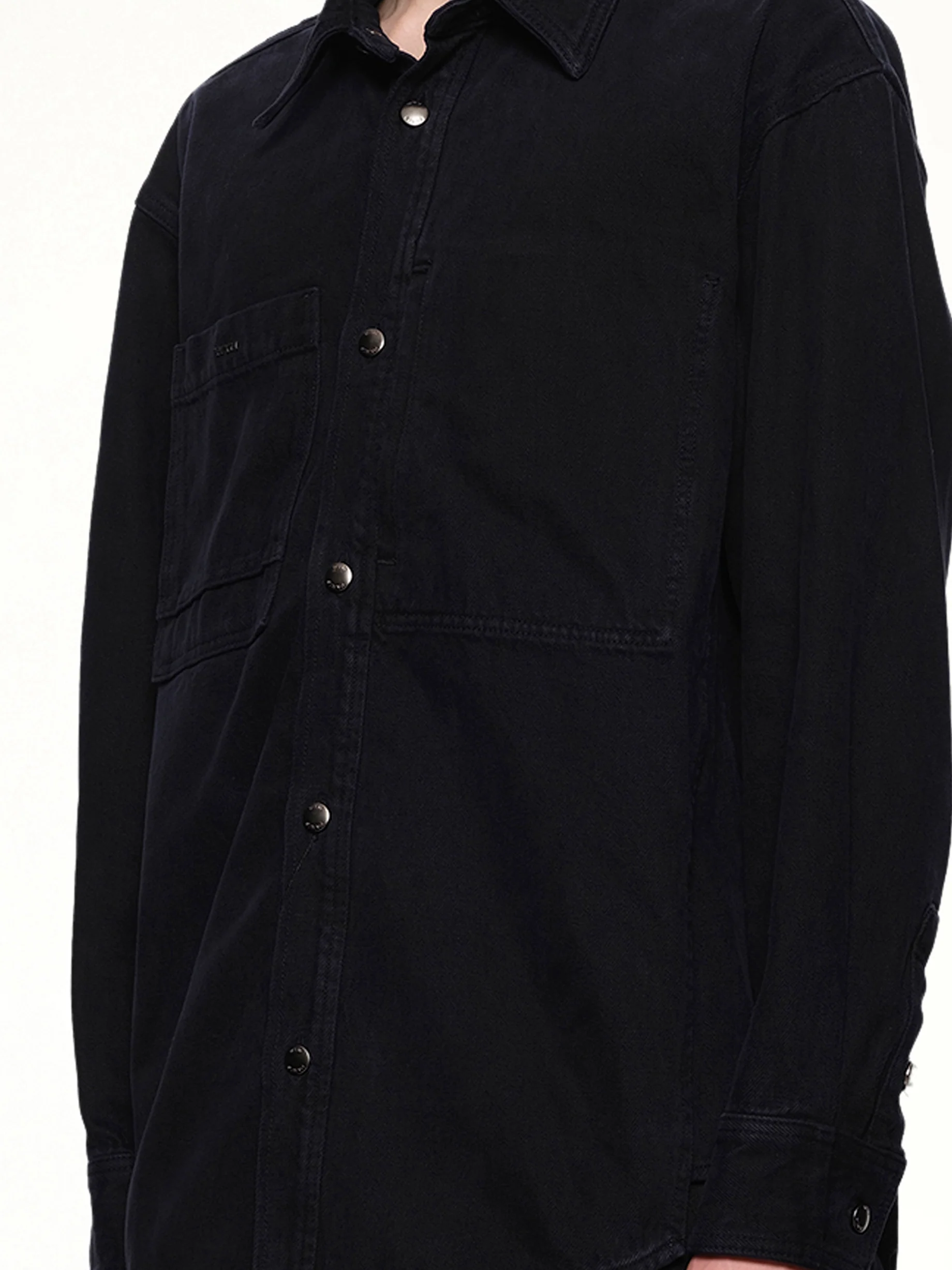 Logo Denim Shirt in Navy - Image 6