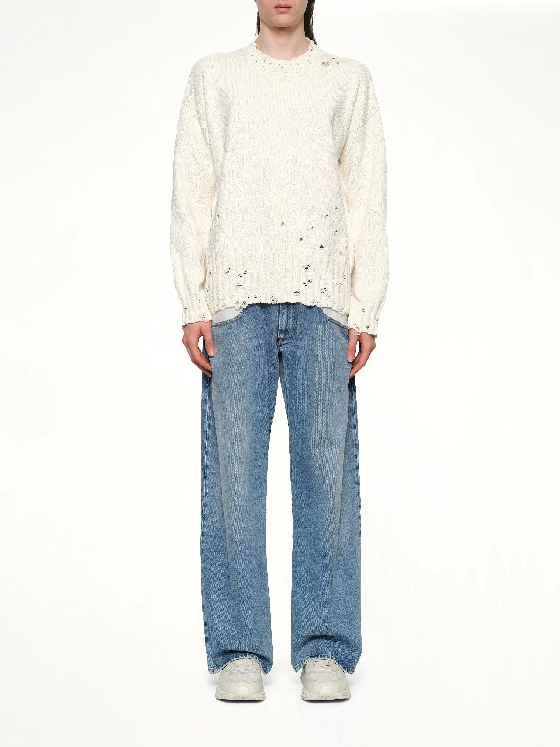Logo Embroidery Knit Sweater in Lily White - Image 7