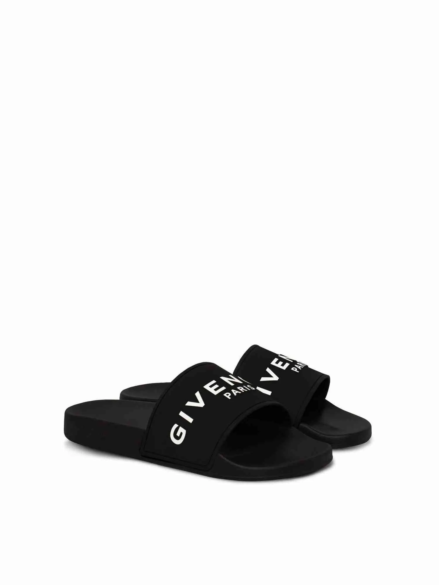 Logo Flat Sandal with Raised Logo in Black - Image 2