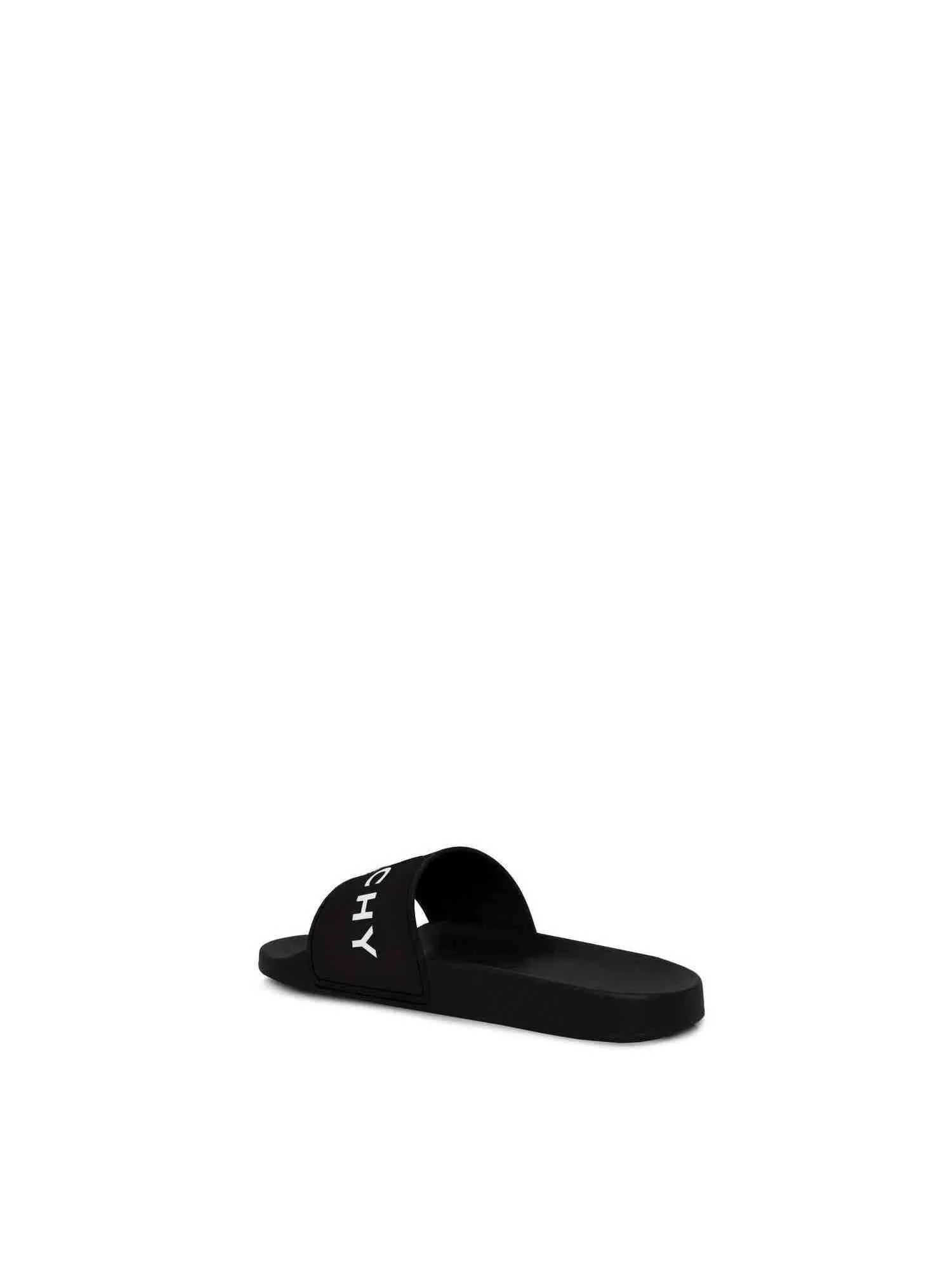 Logo Flat Sandal with Raised Logo in Black - Image 3