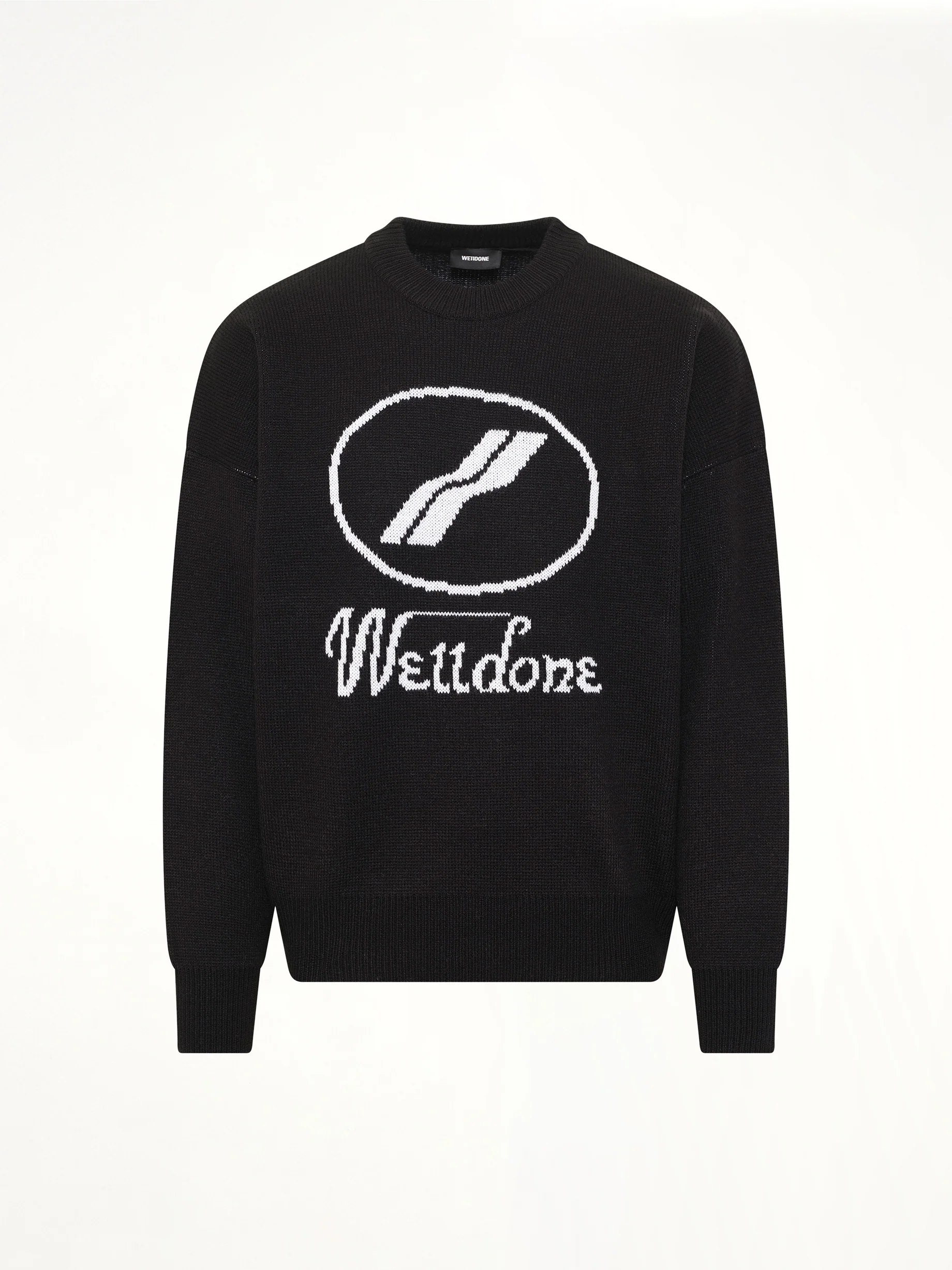 Logo Jacquard Intarsia Sweater in Black - Image 2