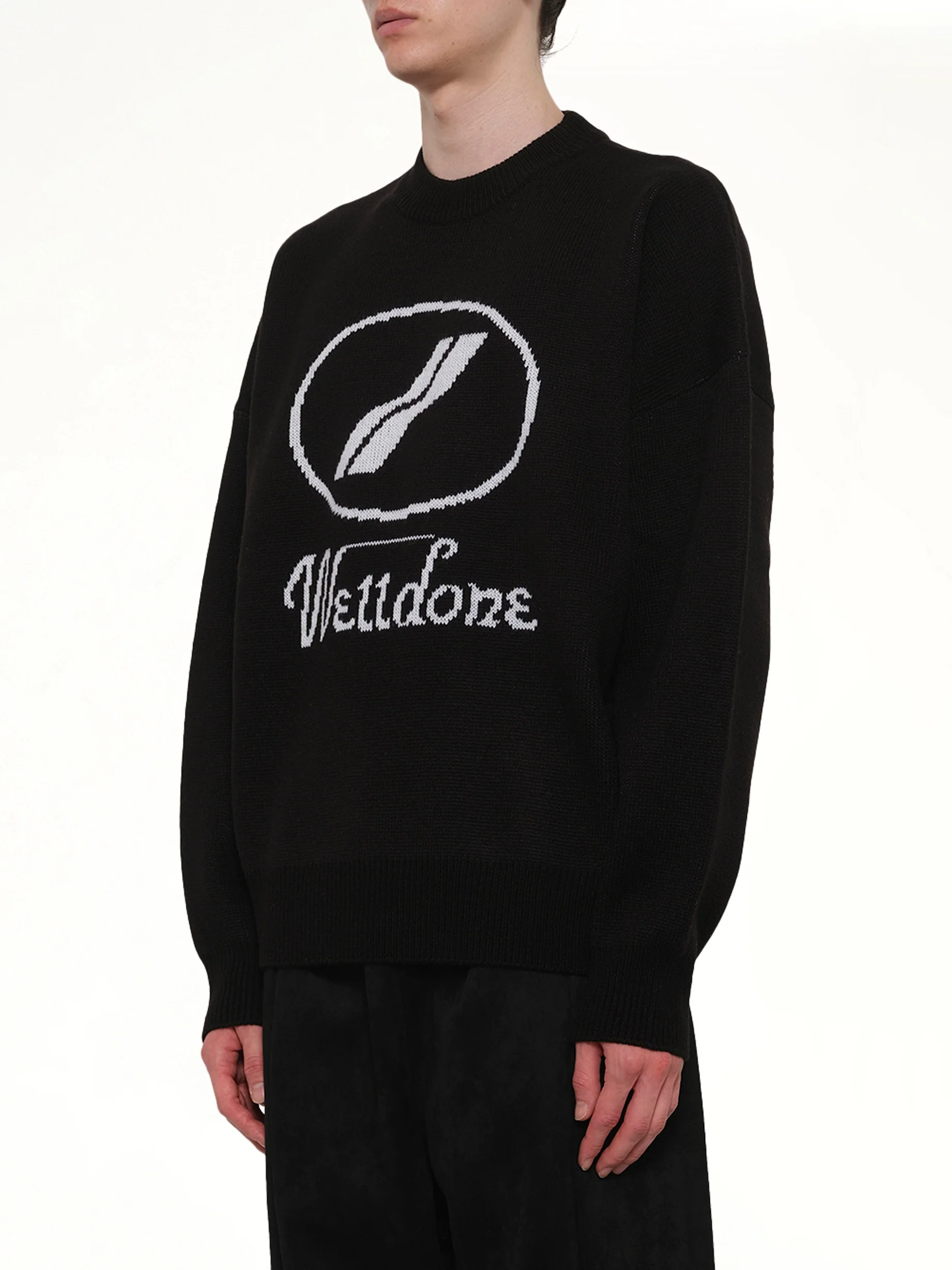 Logo Jacquard Intarsia Sweater in Black - Image 3