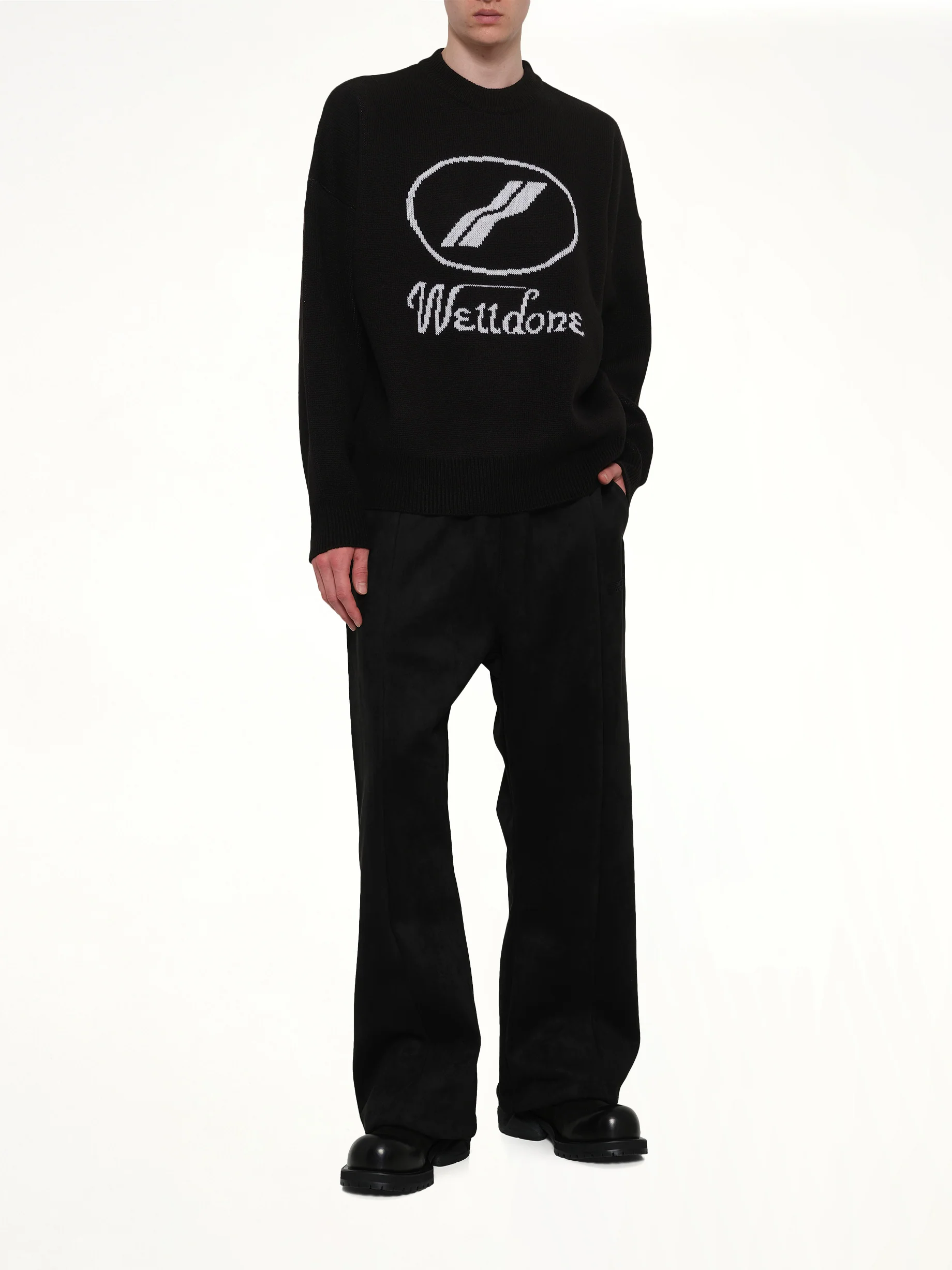 Logo Jacquard Intarsia Sweater in Black - Image 4