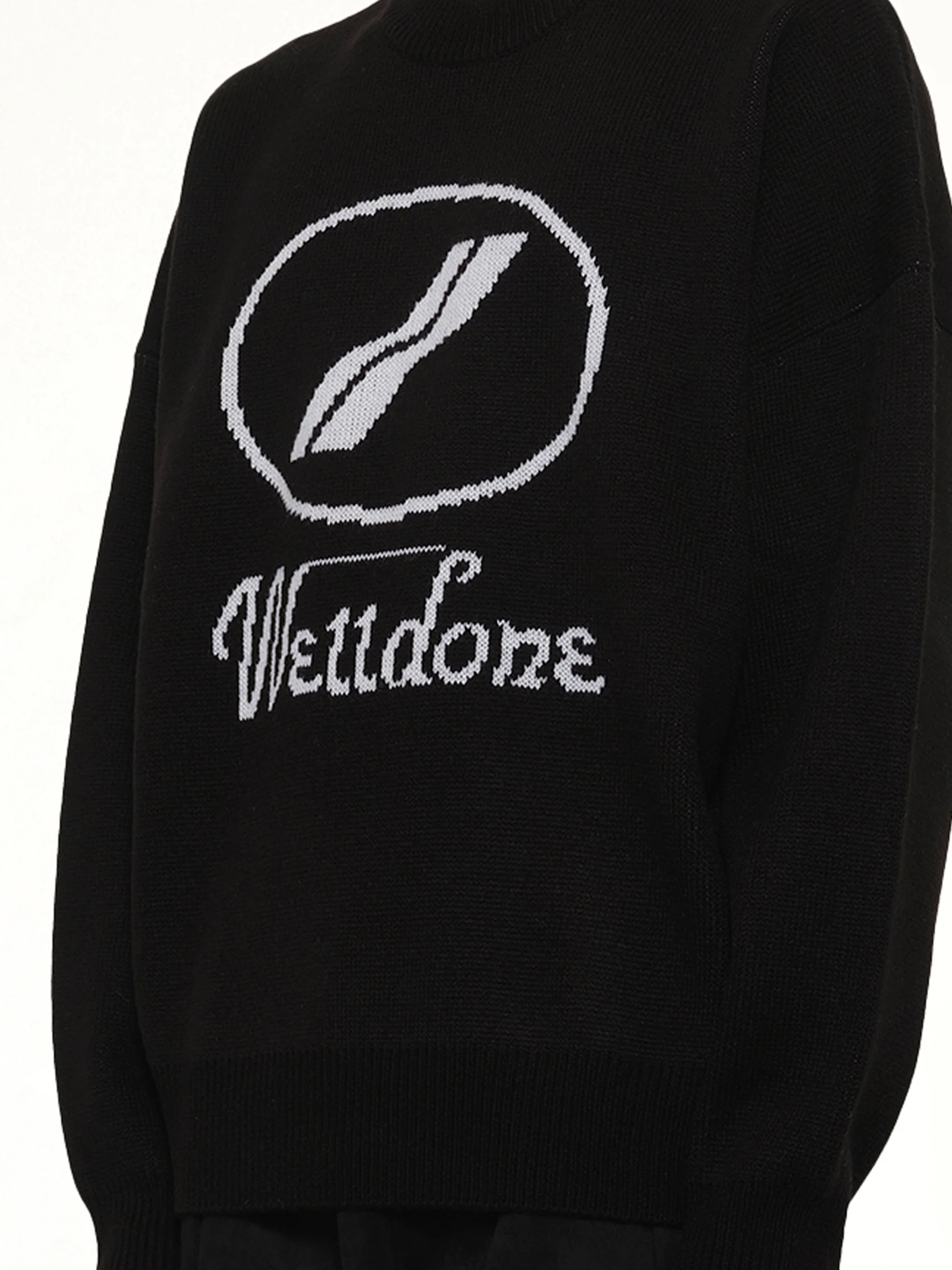 Logo Jacquard Intarsia Sweater in Black - Image 6