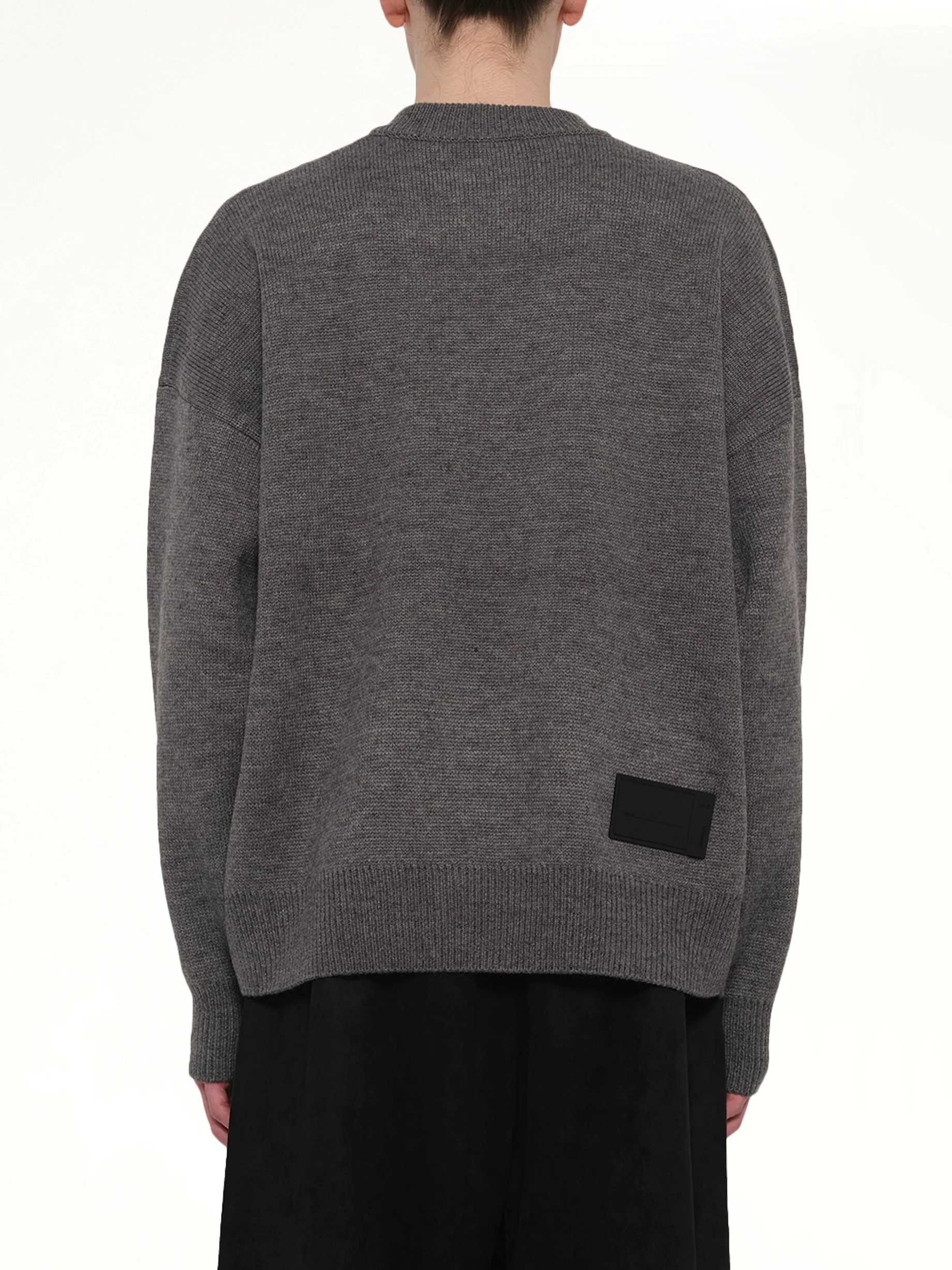 Logo Jacquard Intarsia Sweater in Grey - Image 5