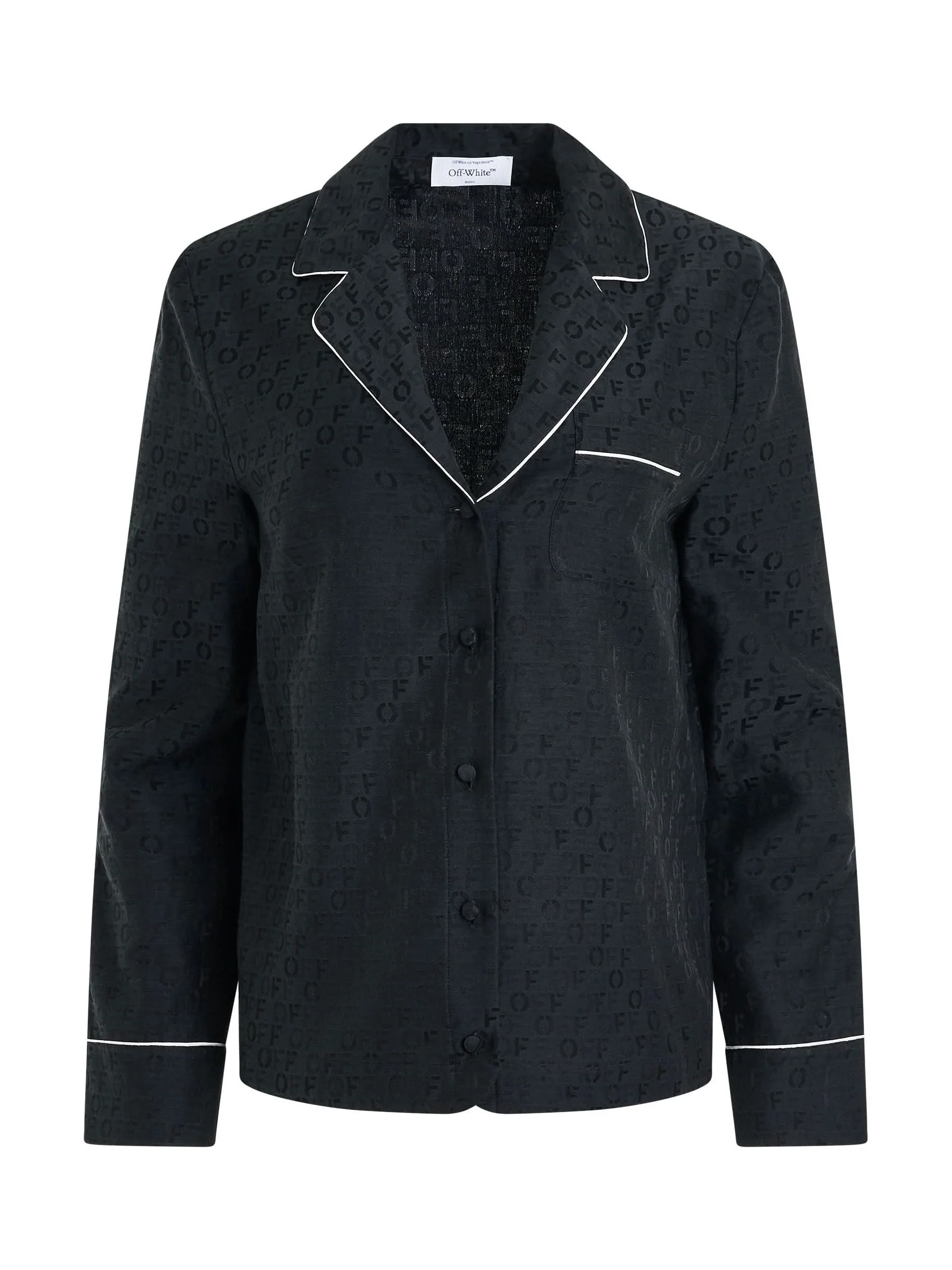 Logo Jacquardard Pajama Shirt in Black