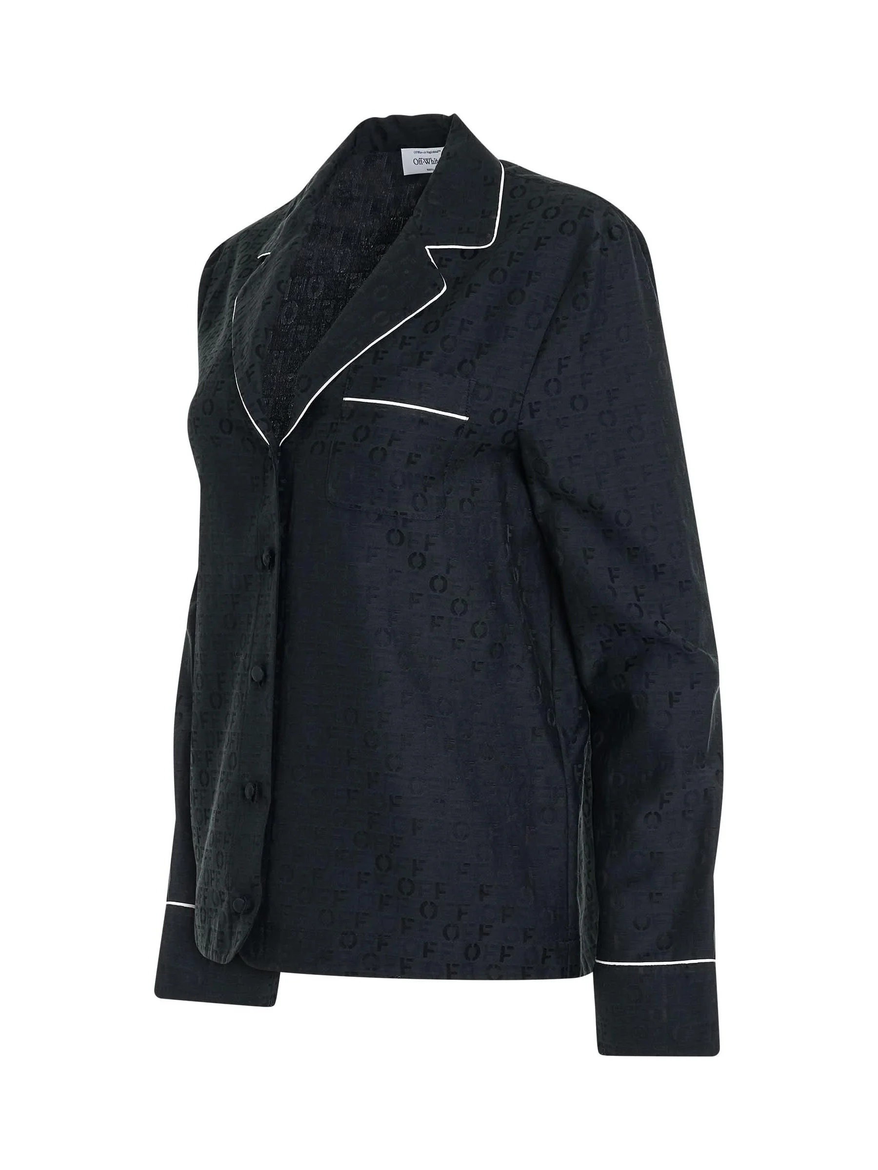 Logo Jacquardard Pajama Shirt in Black - Image 2