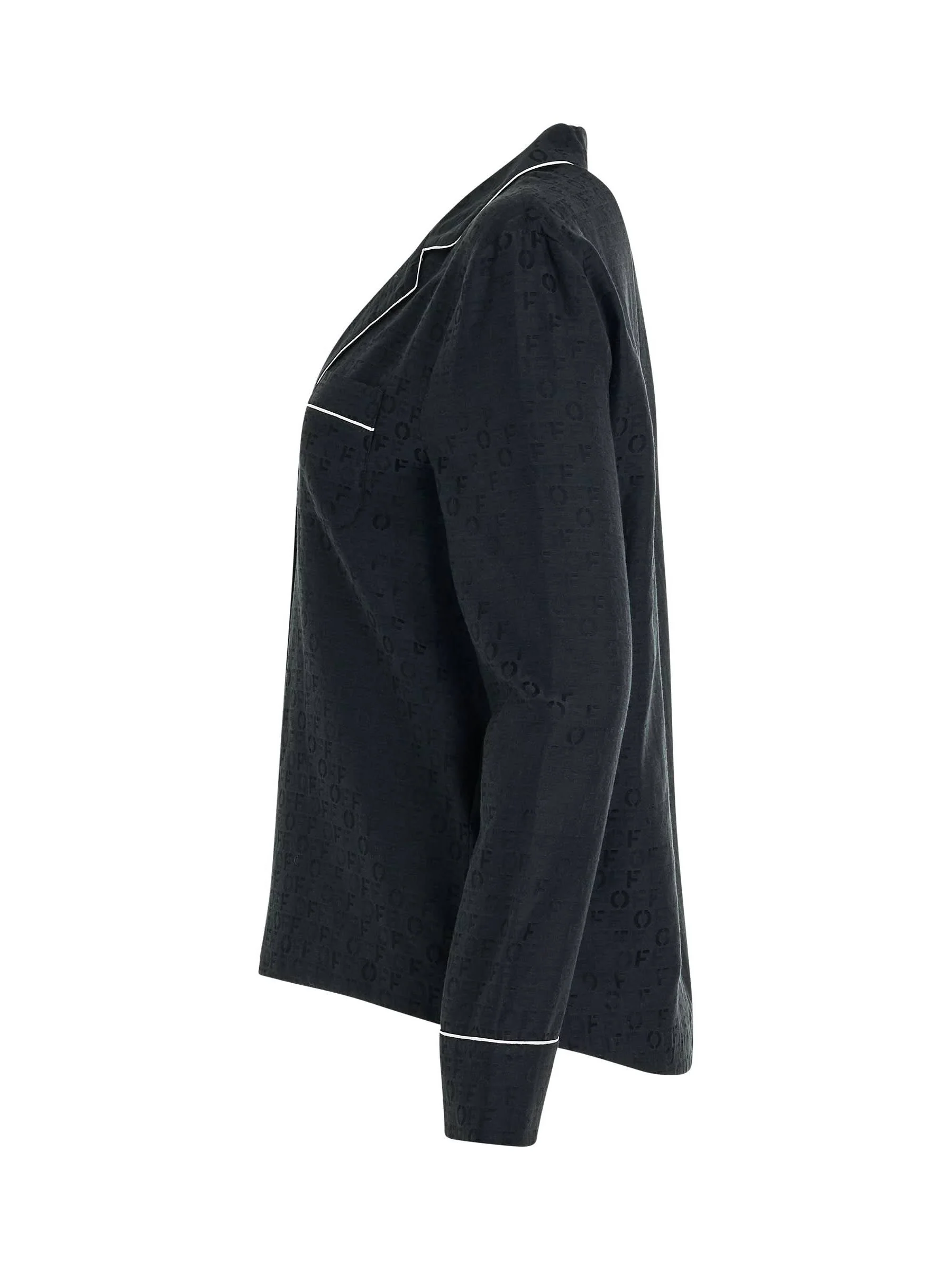 Logo Jacquardard Pajama Shirt in Black - Image 3
