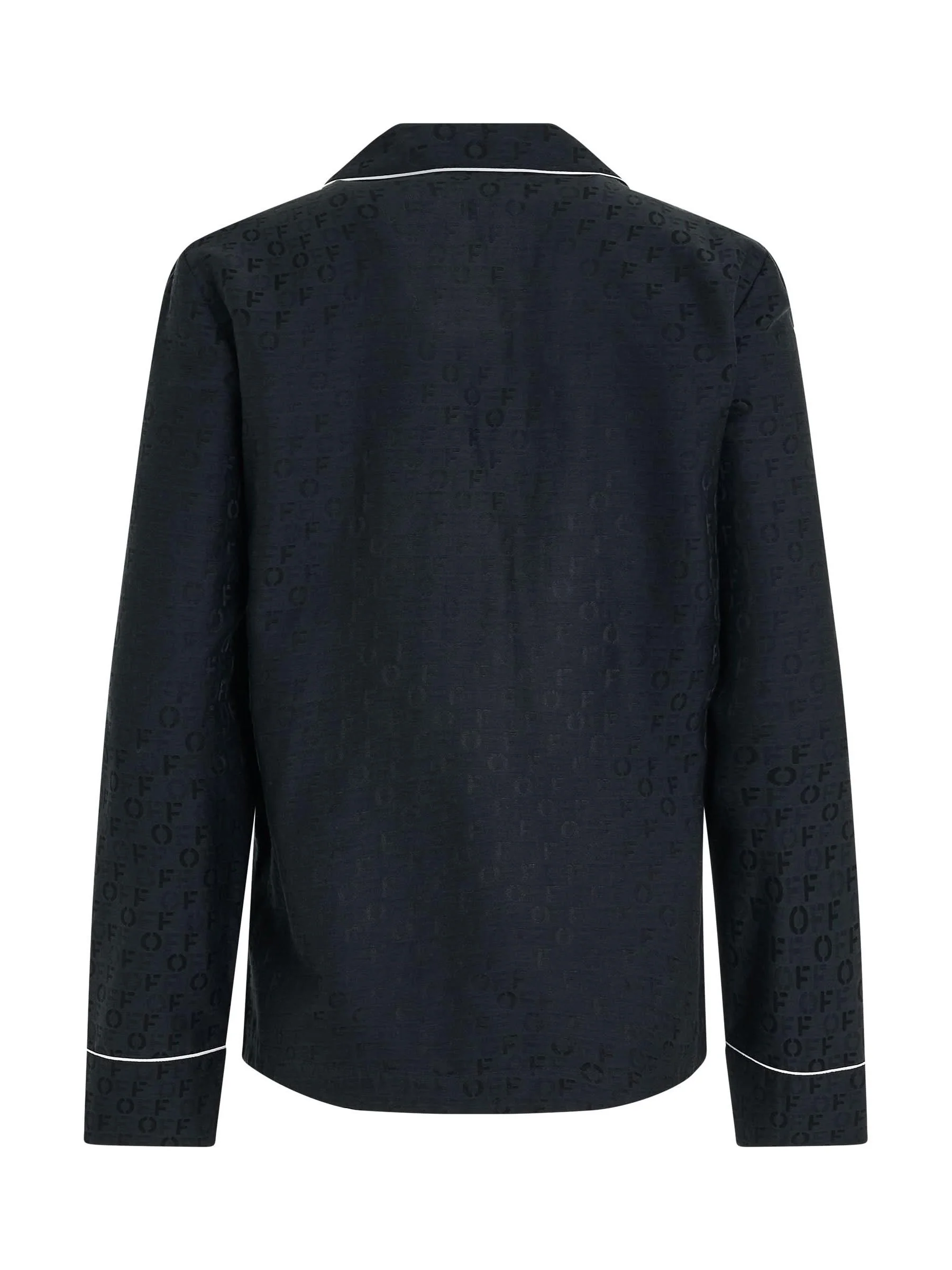 Logo Jacquardard Pajama Shirt in Black - Image 4