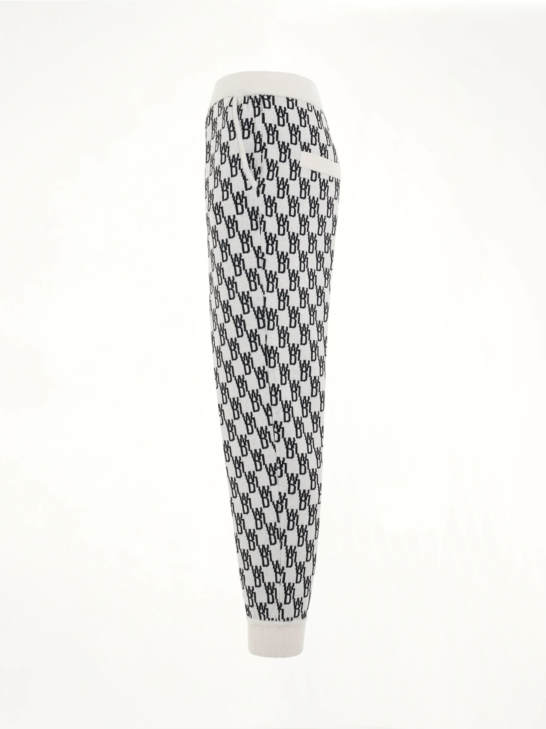 Logo Knit Jacquard Trouser in Ivory - Image 3