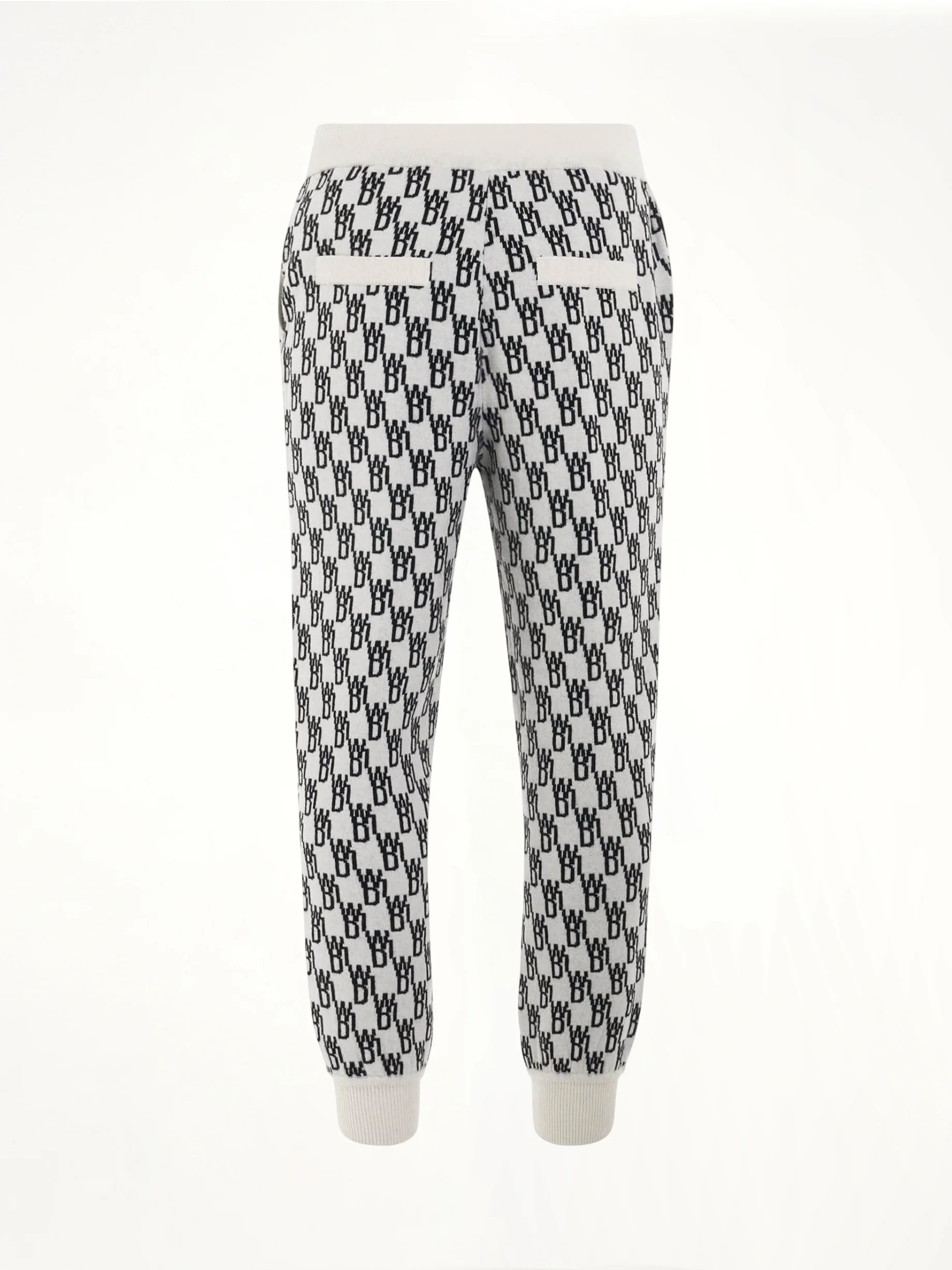 Logo Knit Jacquard Trouser in Ivory - Image 4