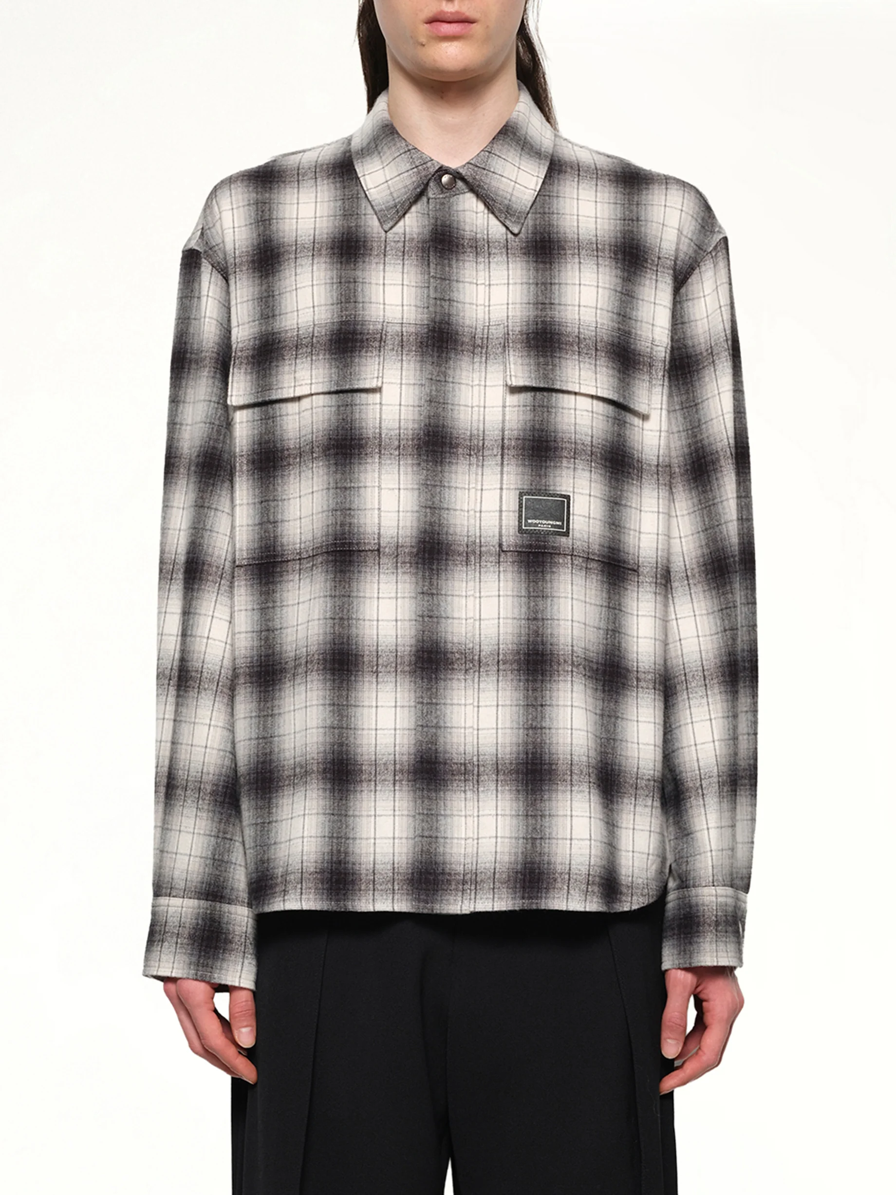 Logo Patch Check Shirt in Black