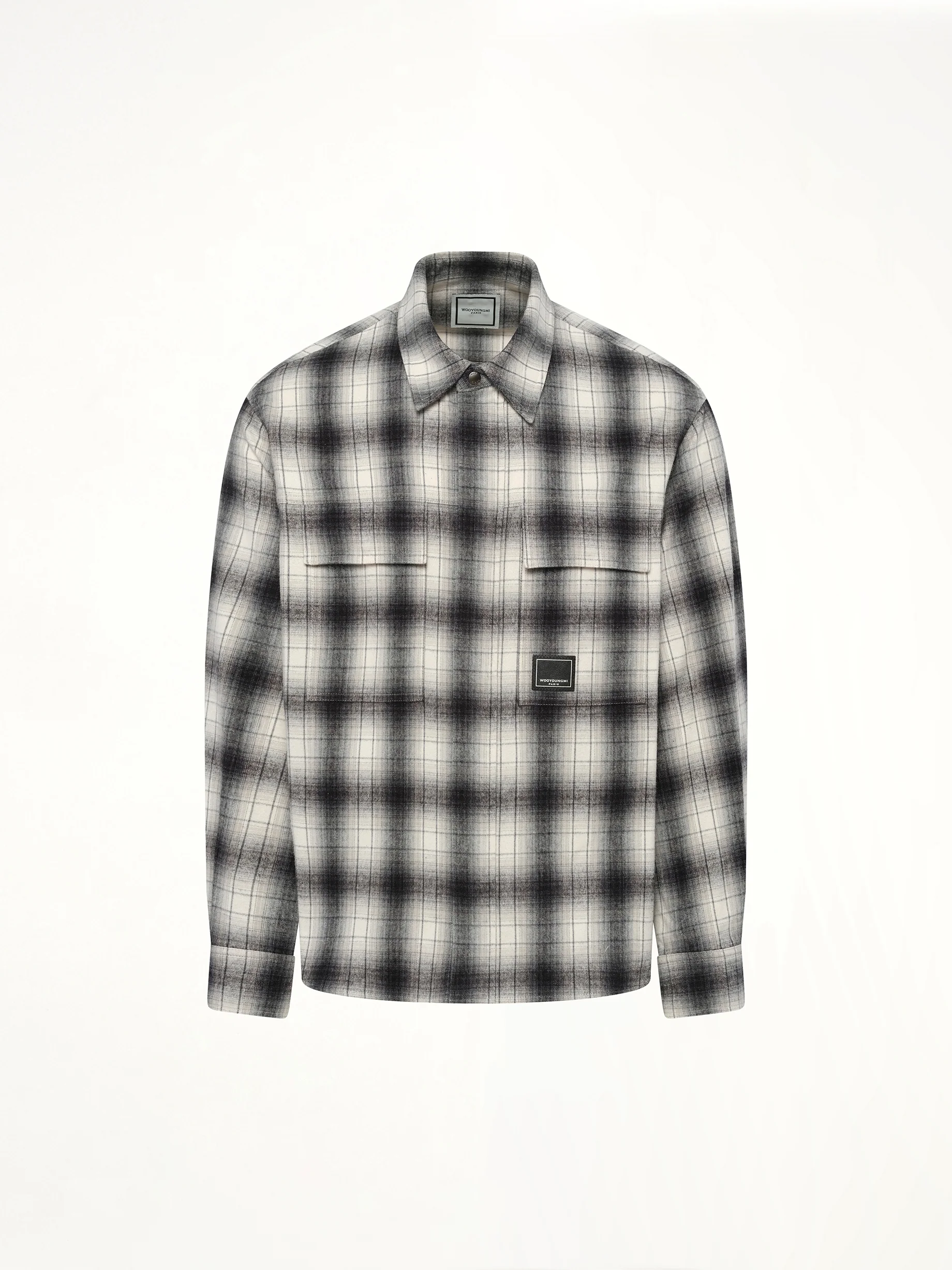 Logo Patch Check Shirt in Black - Image 2
