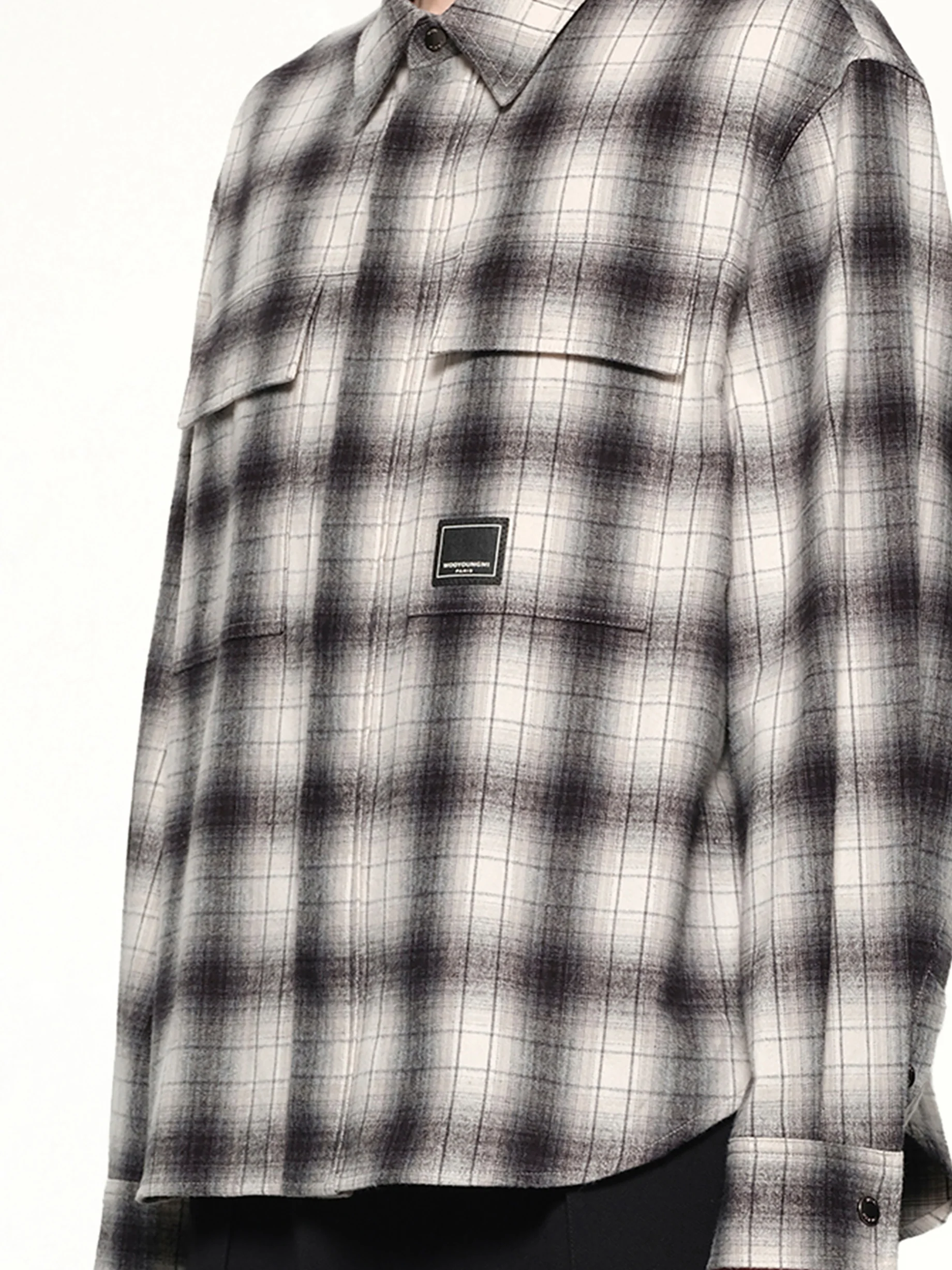 Logo Patch Check Shirt in Black - Image 6