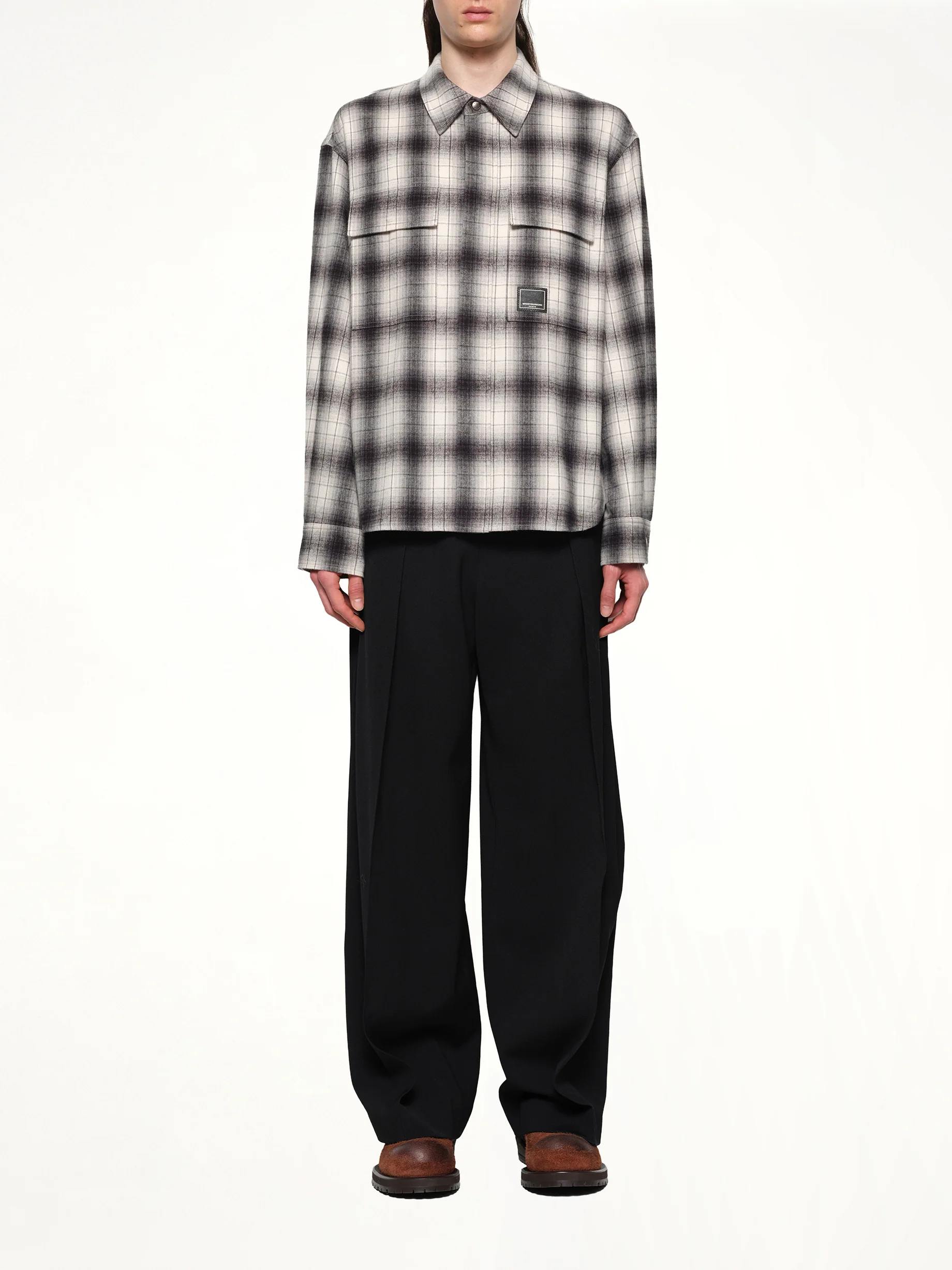 Logo Patch Check Shirt in Black - Image 7