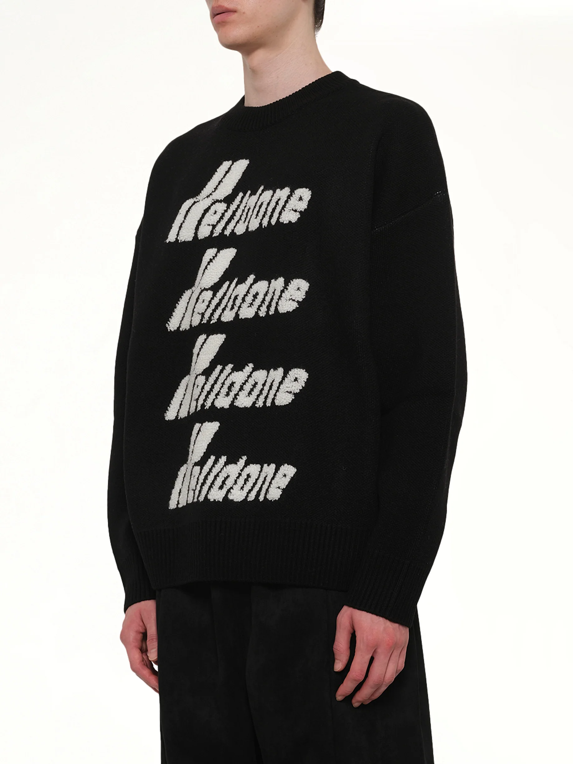 Logo Pile Knit Sweater in Black - Image 3