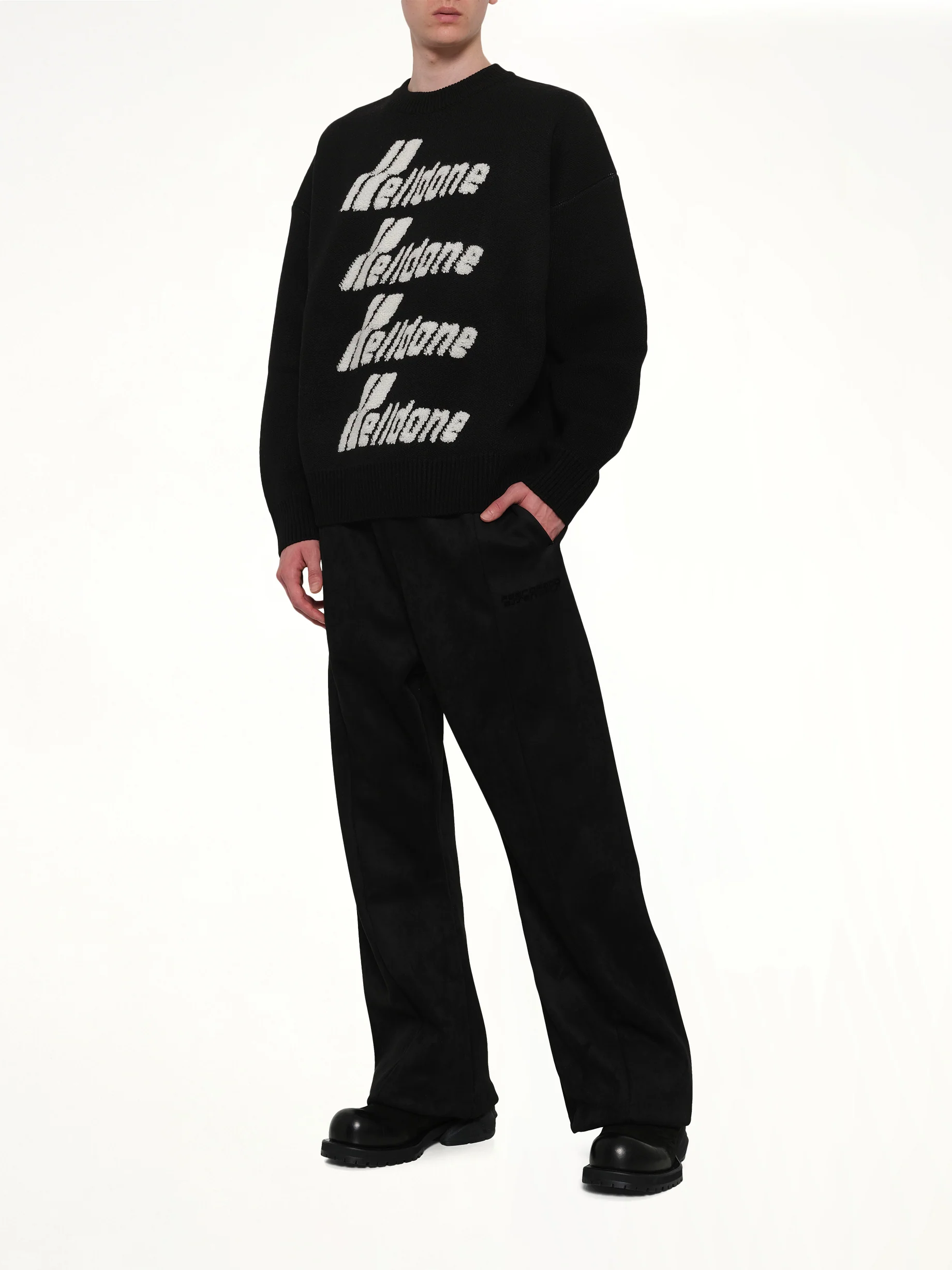 Logo Pile Knit Sweater in Black - Image 4