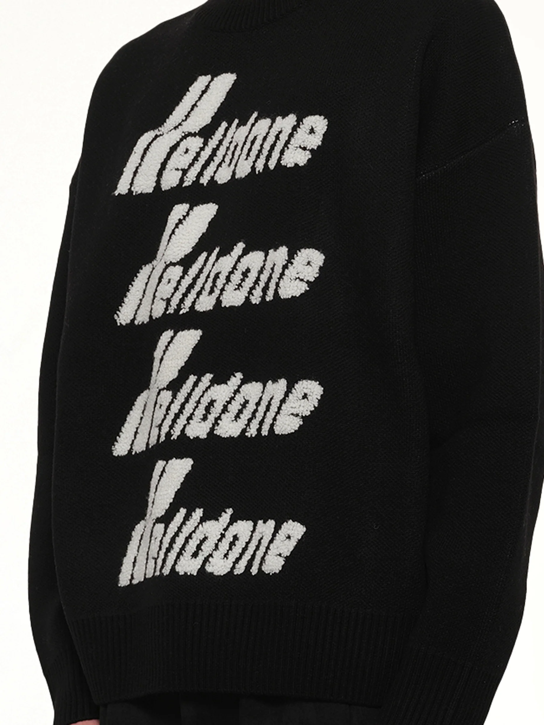 Logo Pile Knit Sweater in Black - Image 6