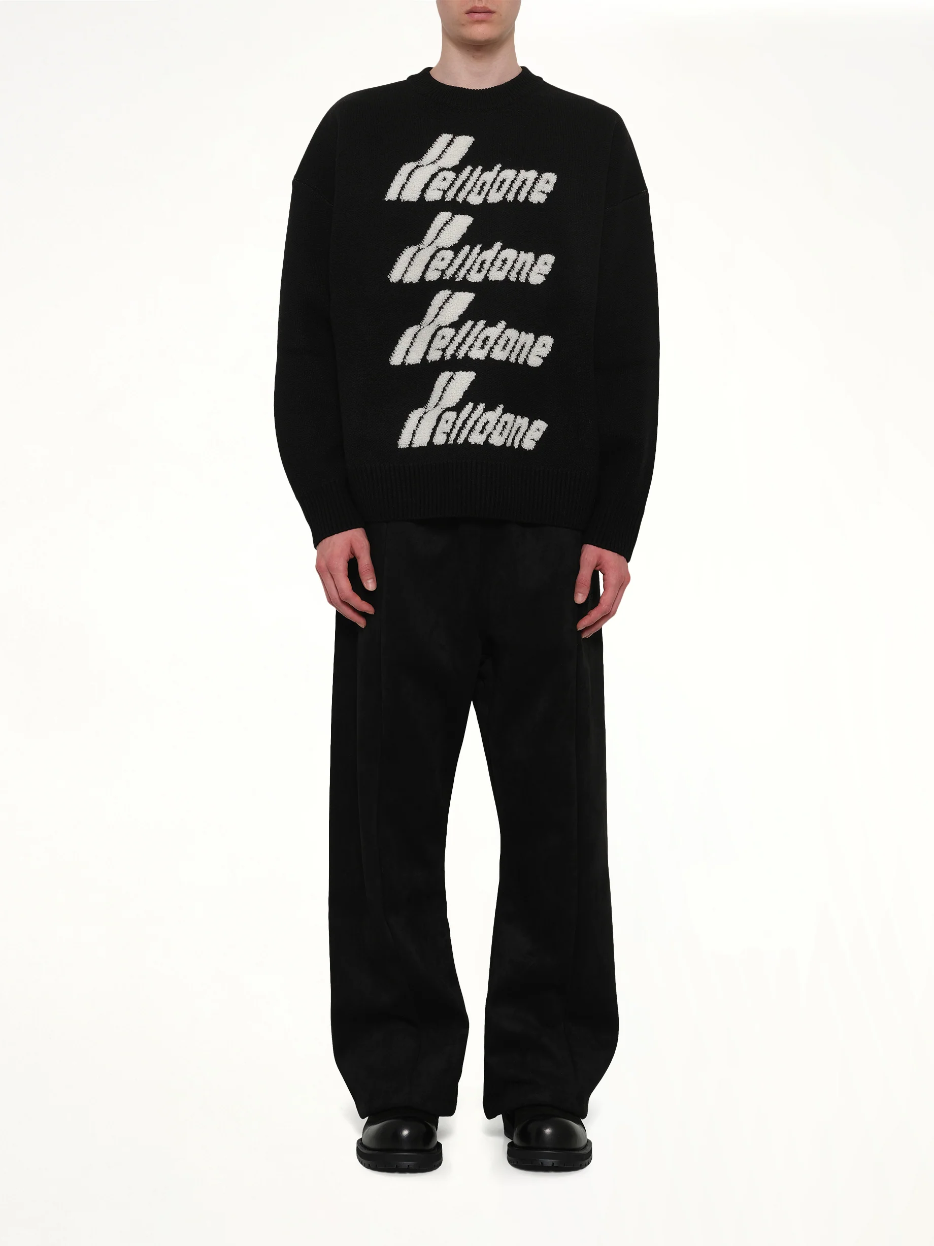Logo Pile Knit Sweater in Black - Image 7